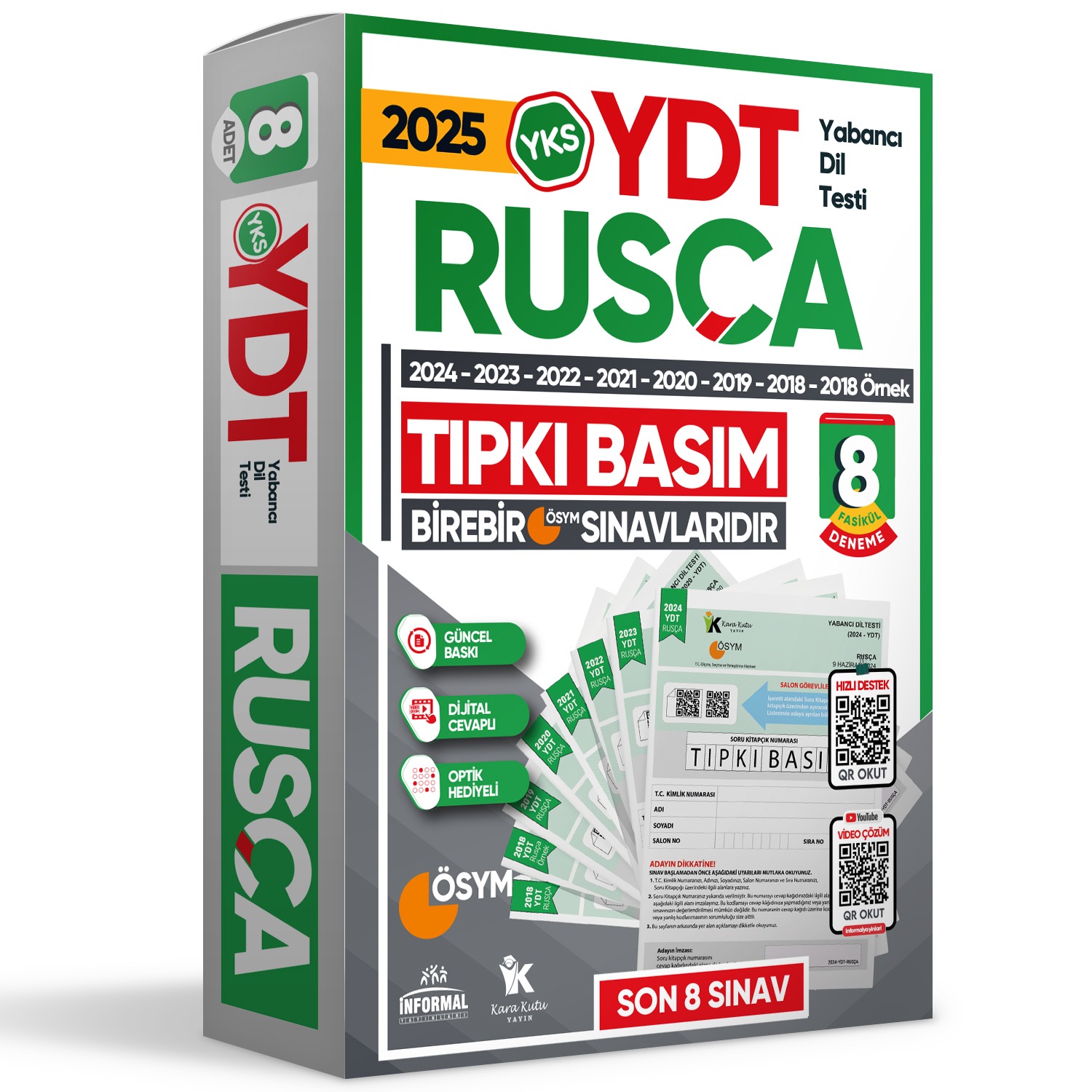 2025 YKS YDT (Yabancı Dil Testi) RUSÇA ÖSYM Çıkmış Soru Tıpkı Basım Deneme Paketi 8li Türkiye Geneli