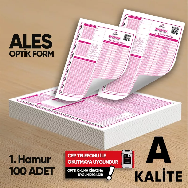 ALES Deneme Sınavları İçin 100 Adet Optik Form