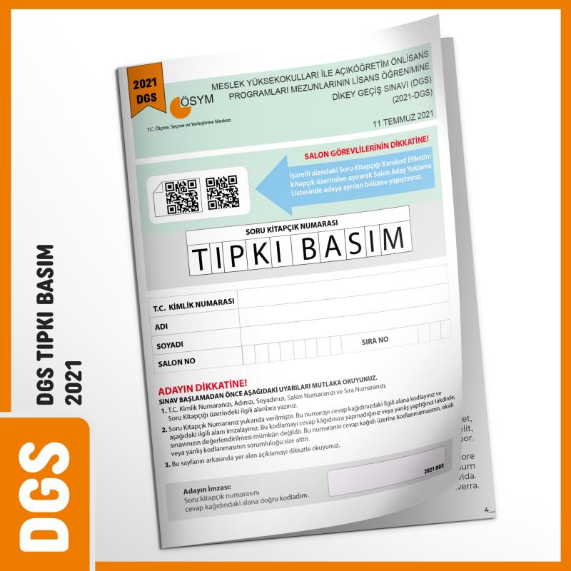 DGS 2021 ÖSYM Tıpkı Basım Türkiye Geneli Dijital Çözümlü Çıkmış Soru Deneme Kitapçığı
