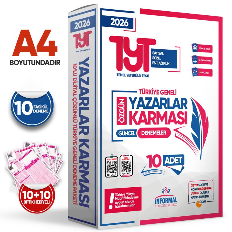 2026 YKS-TYT Yeni Sistem Yazarlar Karması Türkiye Geneli KURUMSAL 10lu Dijital Çözümlü Deneme Paketi
