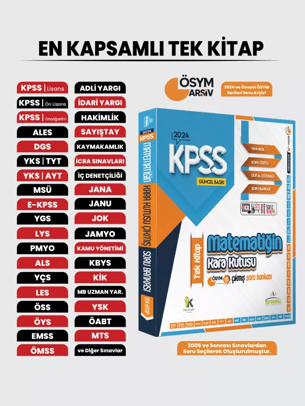 KPSS Matematik Kara Kutu Tek Kitap En Kapsamlı Çıkmış Soru Bankası Konu Özetli Dijital Çözümlü