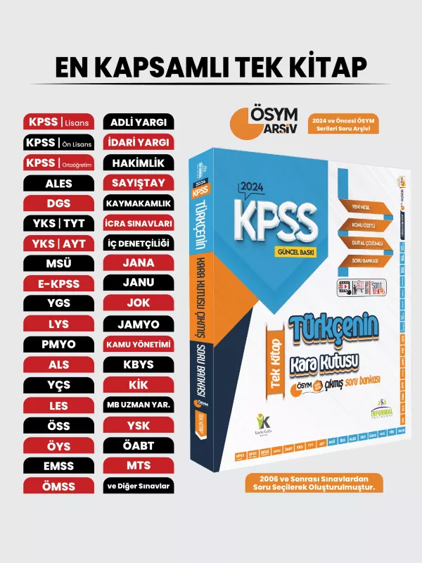 KPSS Türkçenin Kara Kutusu TEK KİTAP Konu Özetli D.Çözümlü ÖSYM ARŞİV Çıkmış Soru Bankası