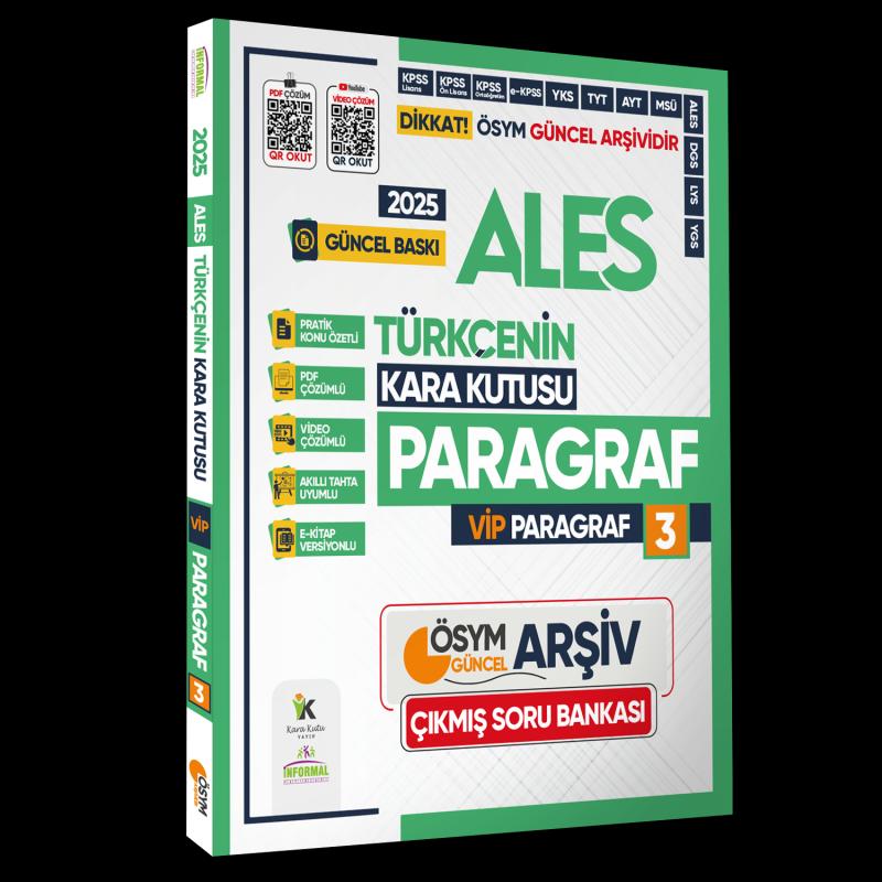 2025 ALES Türkçenin Kara Kutusu PARAGRAF 3 VİP ÖSYM Çıkmış Soru Havuzu Bankası Video/PDF Çözümlü
