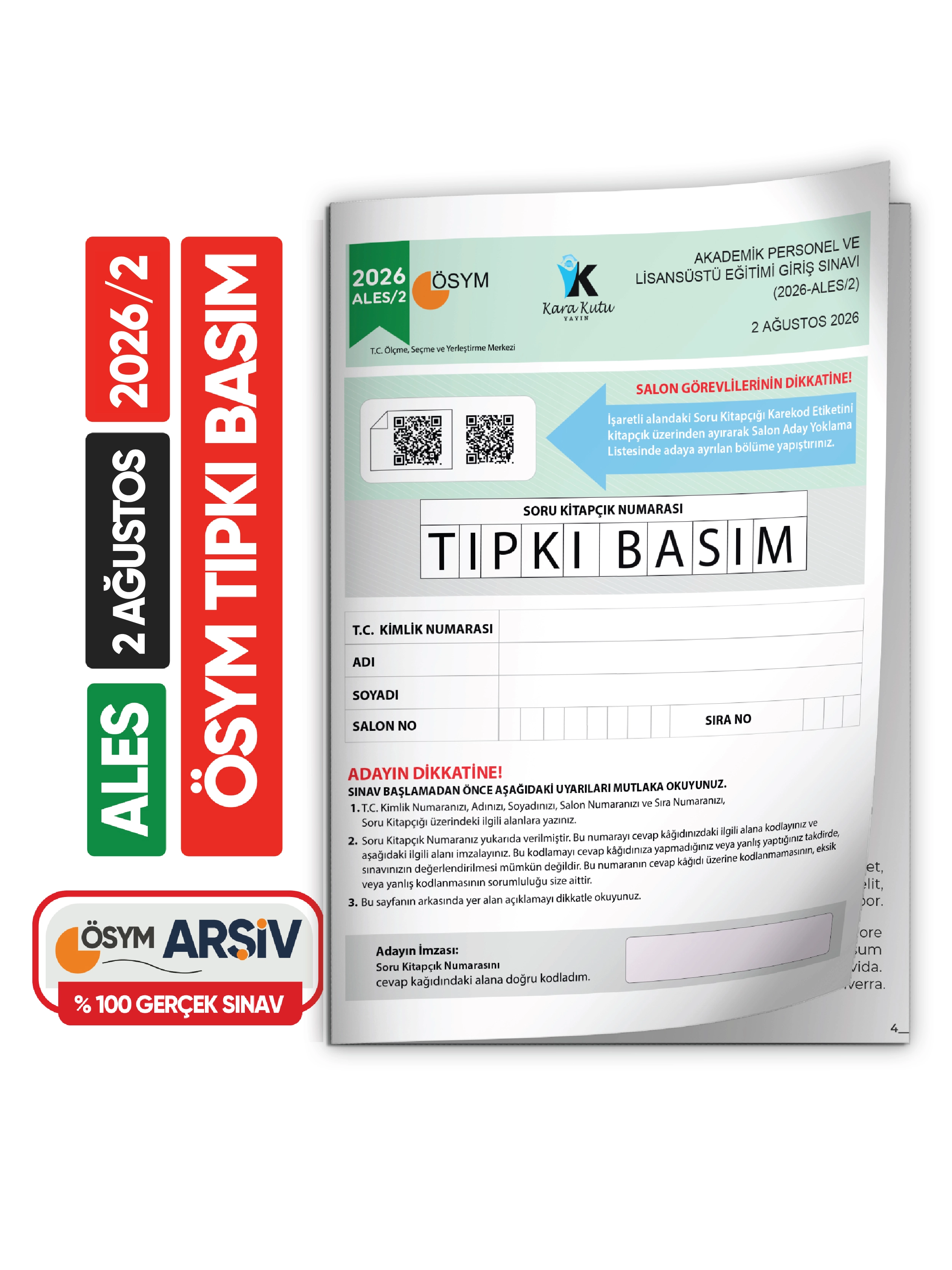 ALES 2026/2 ÖSYM Tıpkı Basım Çıkmış Soru Deneme Kitapçığı Video/PDF Çözümlü Türkiye Geneli