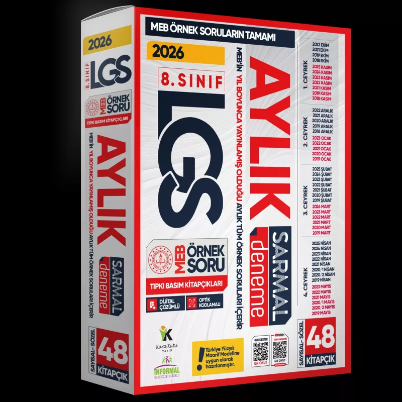 2026 8.Sınıf LGS Aylık SARMAL Deneme Seti MEB Örnek Soru Tıpkı Basım Çözümlü PAKET