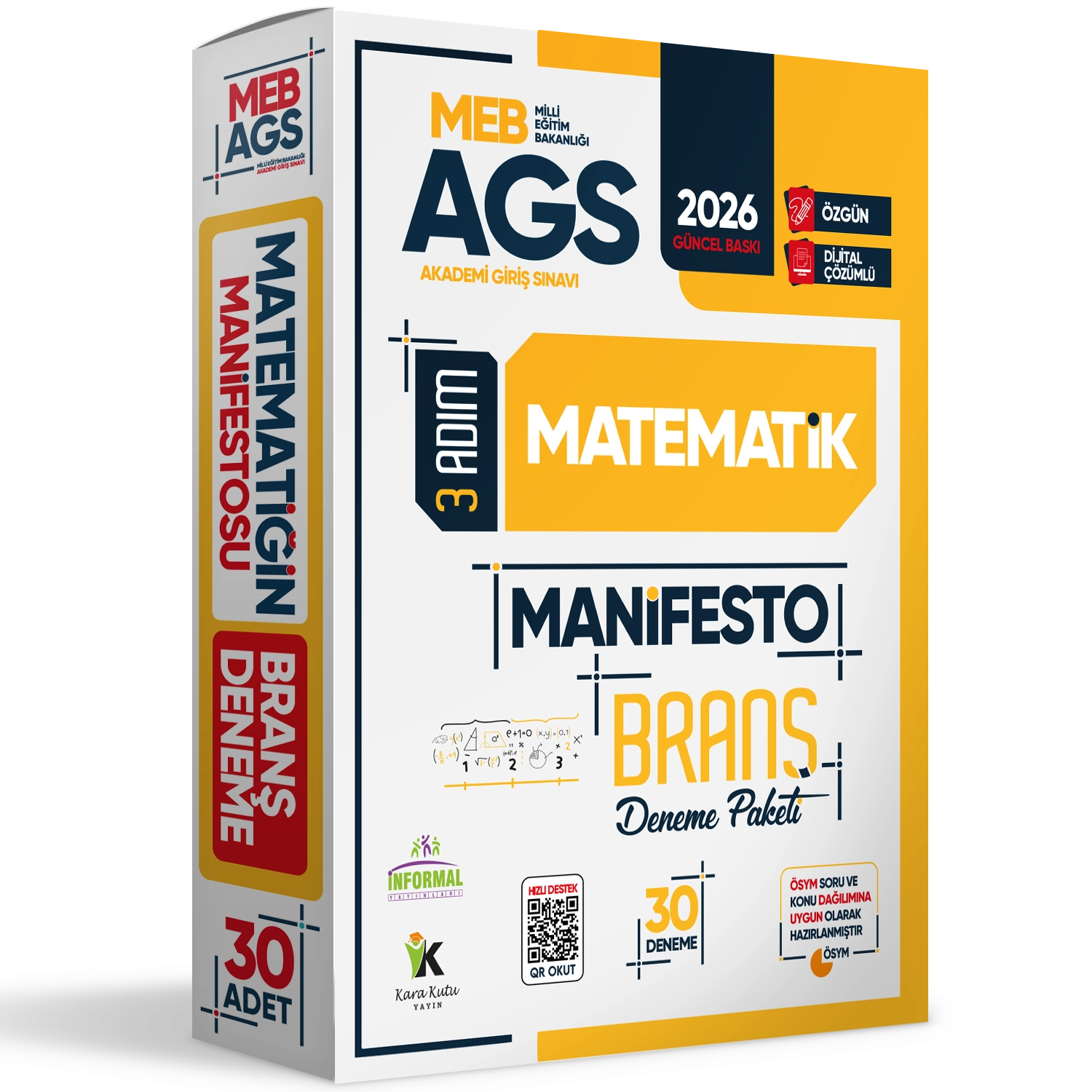 2026 MEB AGS Sayısal Yetenek MATEMATİK 3 Adım Manifesto 30 Adet Branş Denemesi Seti Dijital Çözümlü