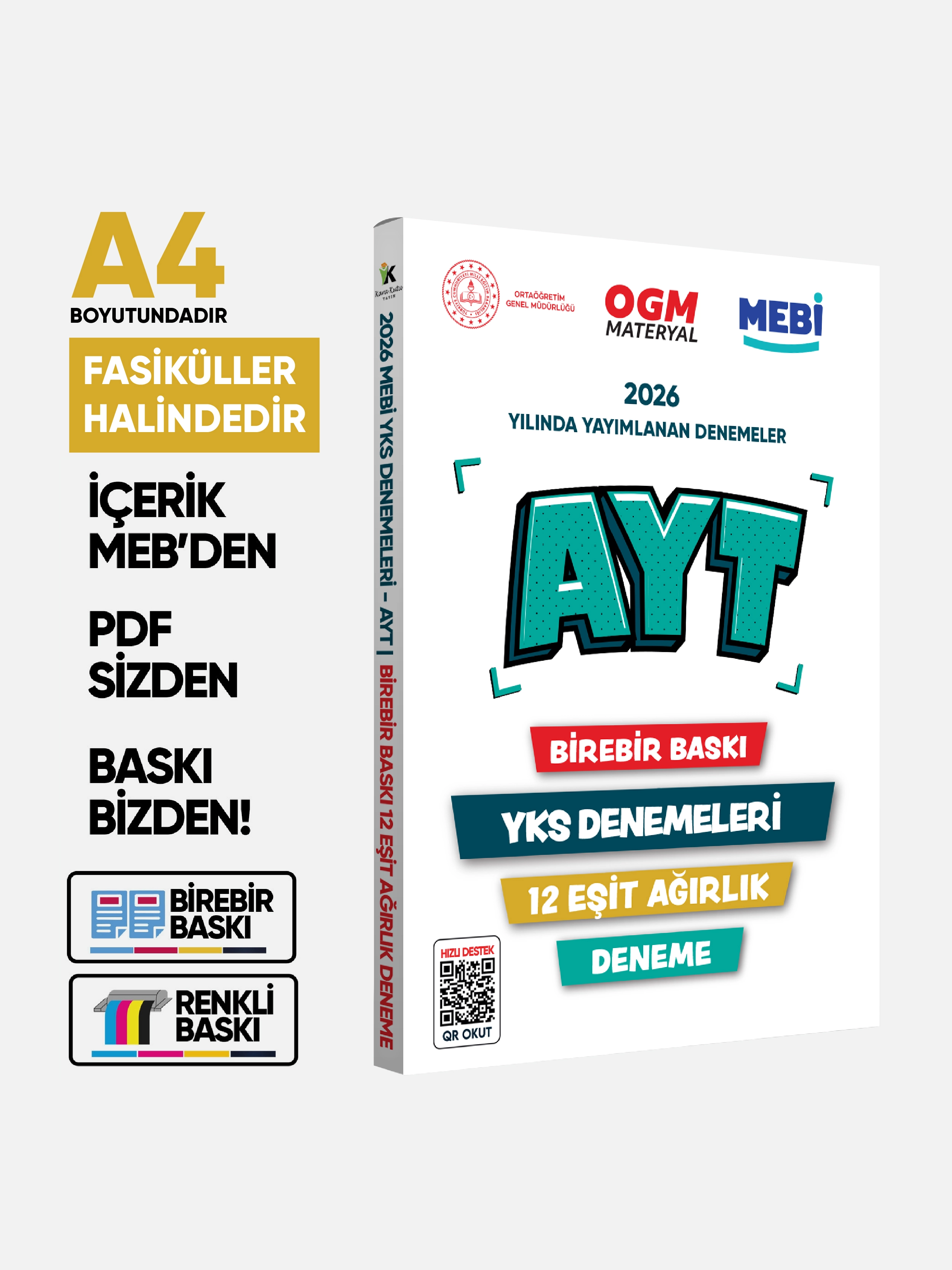 2026 YKS-AYT MEBİ OGM EŞİT AĞIRLIK Güncel Seri Online Deneme 12li SET BASKI ÜCRETİ