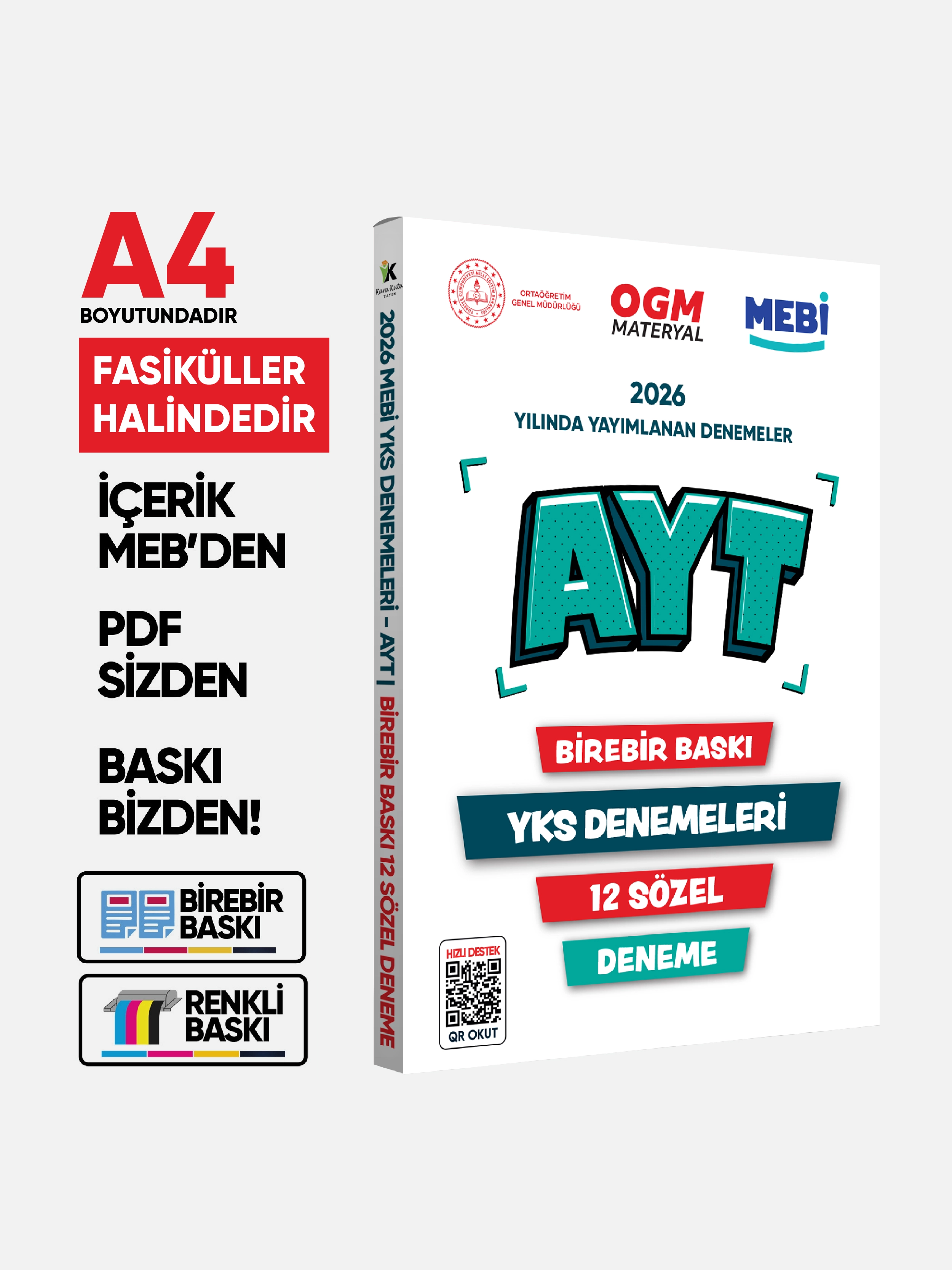 2026 YKS-AYT MEBİ OGM SÖZEL Güncel Seri Online Deneme 12li SET BASKI ÜCRETİ
