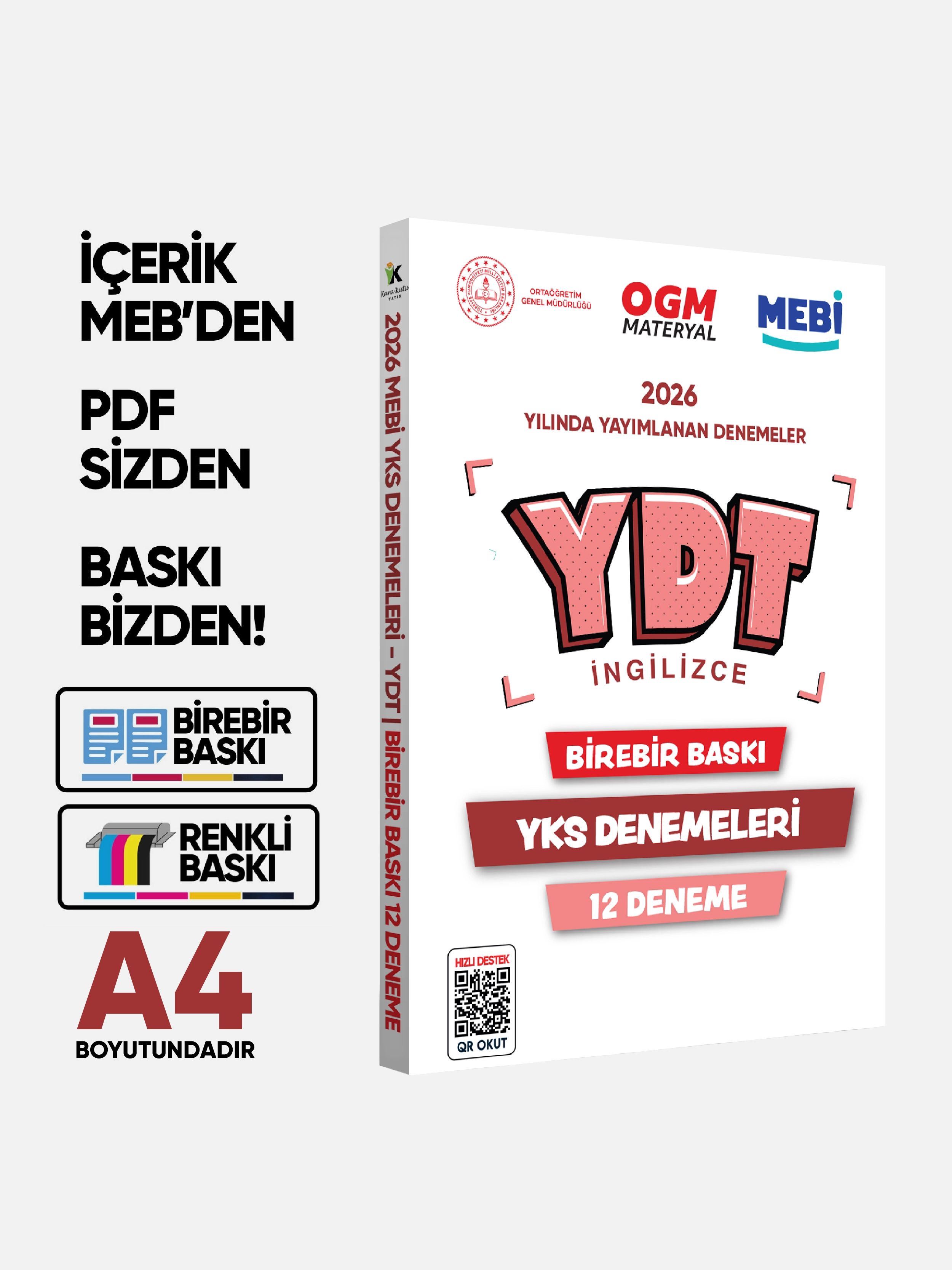 2026 YKS-YDT İNGİLİZCE MEBİ OGM Güncel Seri Online Deneme 12li SET BASKI ÜCRETİ