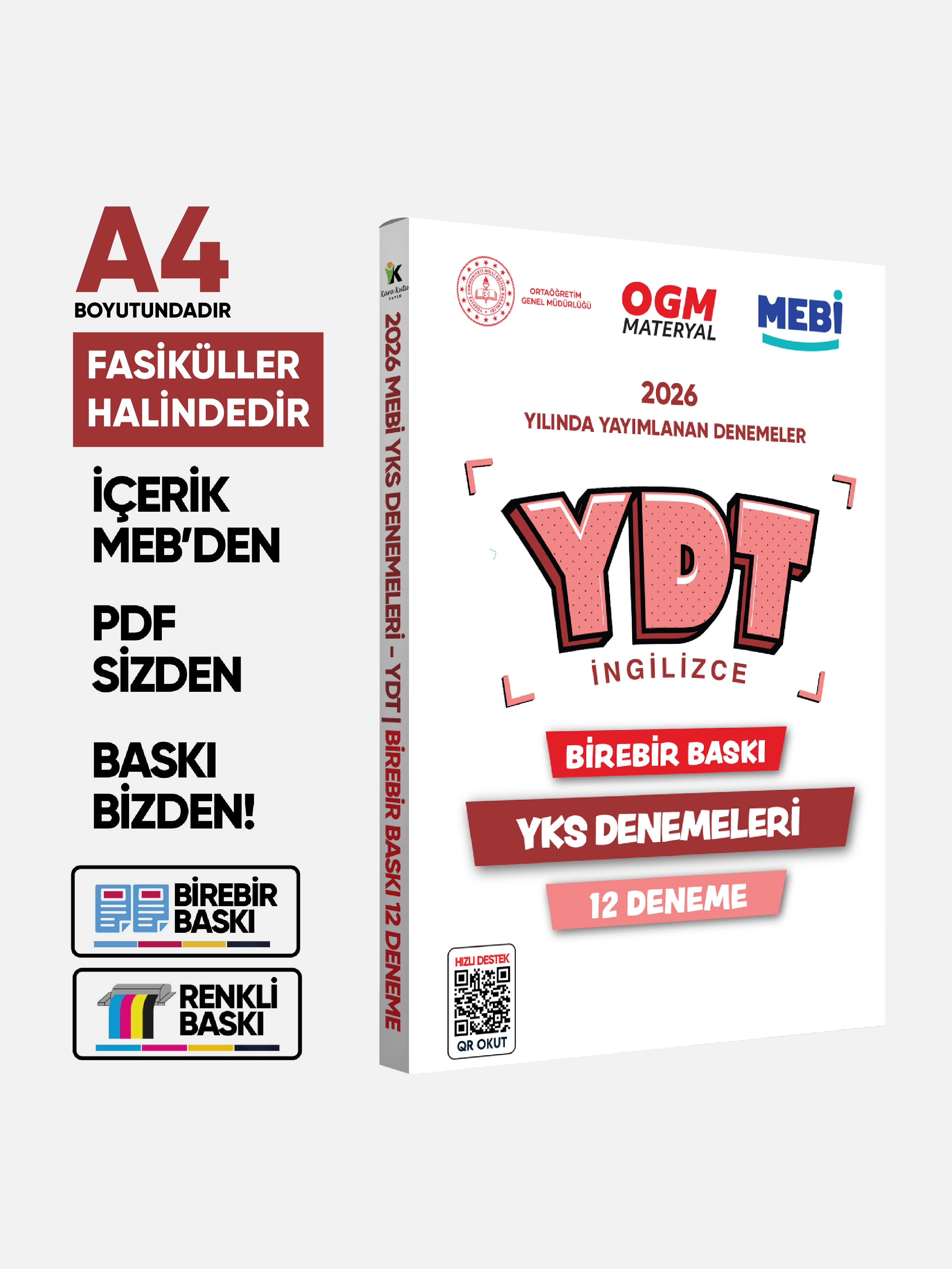 2026 YKS-YDT İNGİLİZCE MEBİ OGM Güncel Seri Online Deneme 12li SET BASKI ÜCRETİ