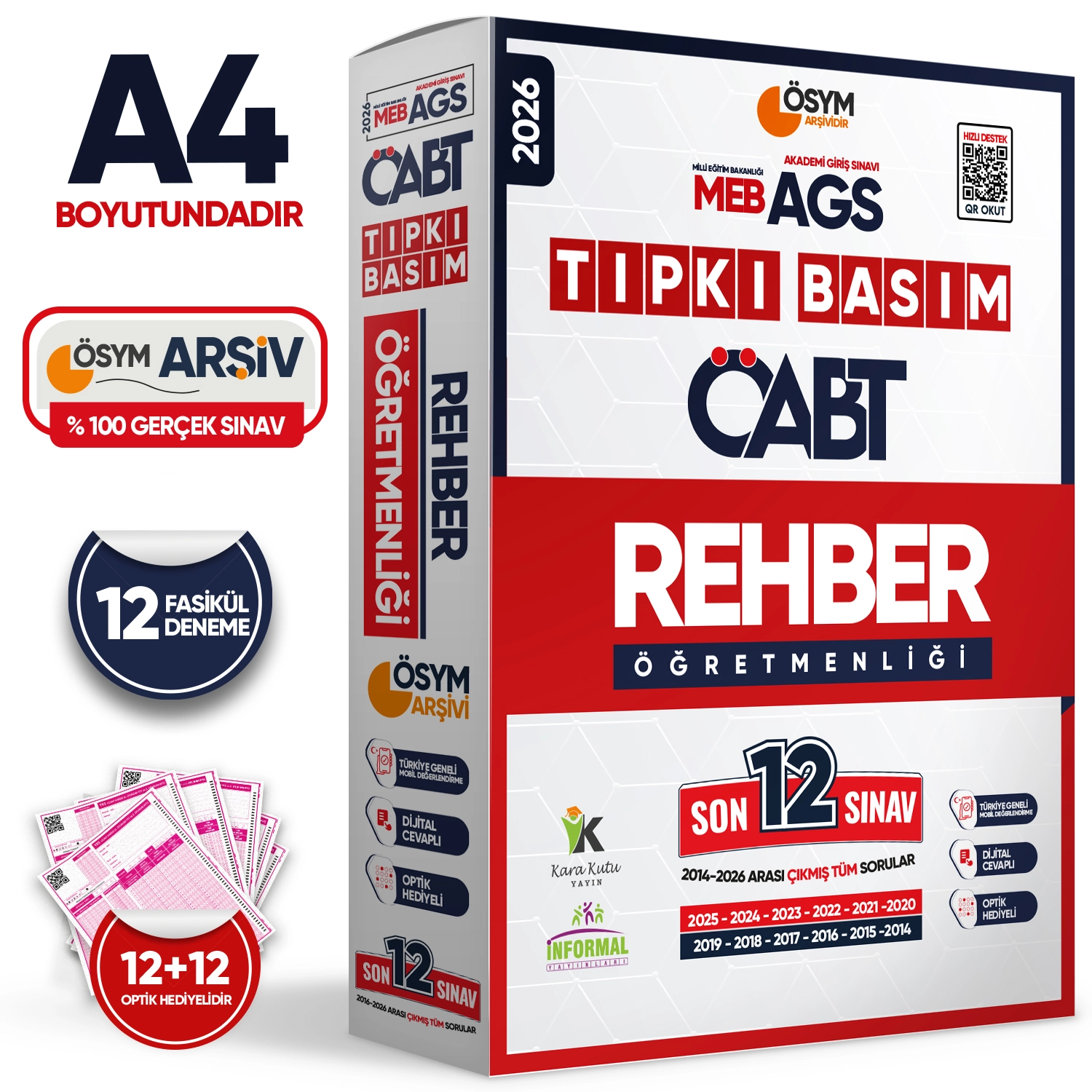 2026 MEB-AGS ÖABT Rehber Öğretmenliği ÖSYM Tıpkı Basım 12’li Deneme Paketi Dijital Cevaplı