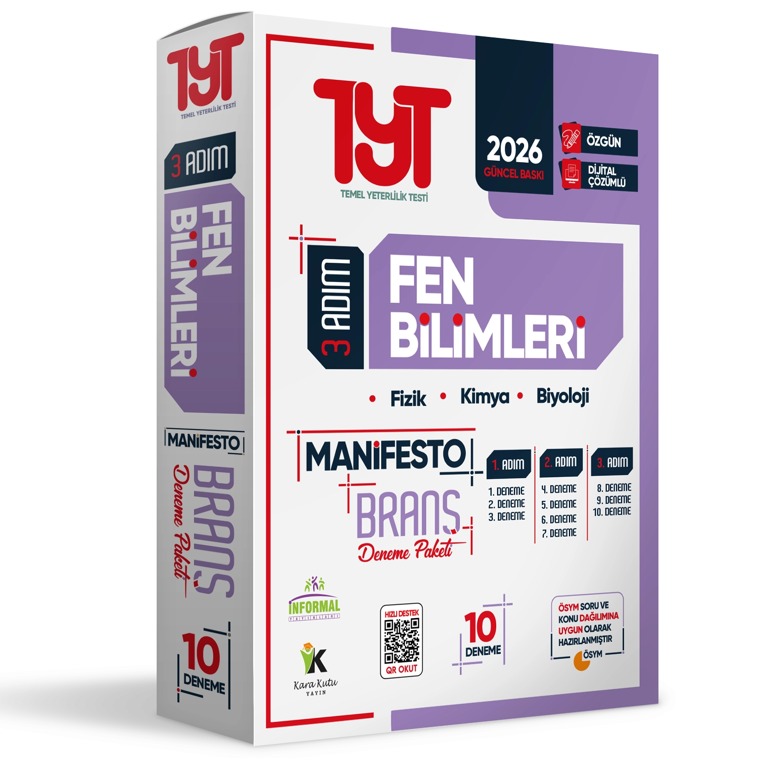 2026 YKS TYT Fen Bilimleri 3 Adım Manifesto 10 Adet Branş Deneme Paketi Dijital Çözümlü