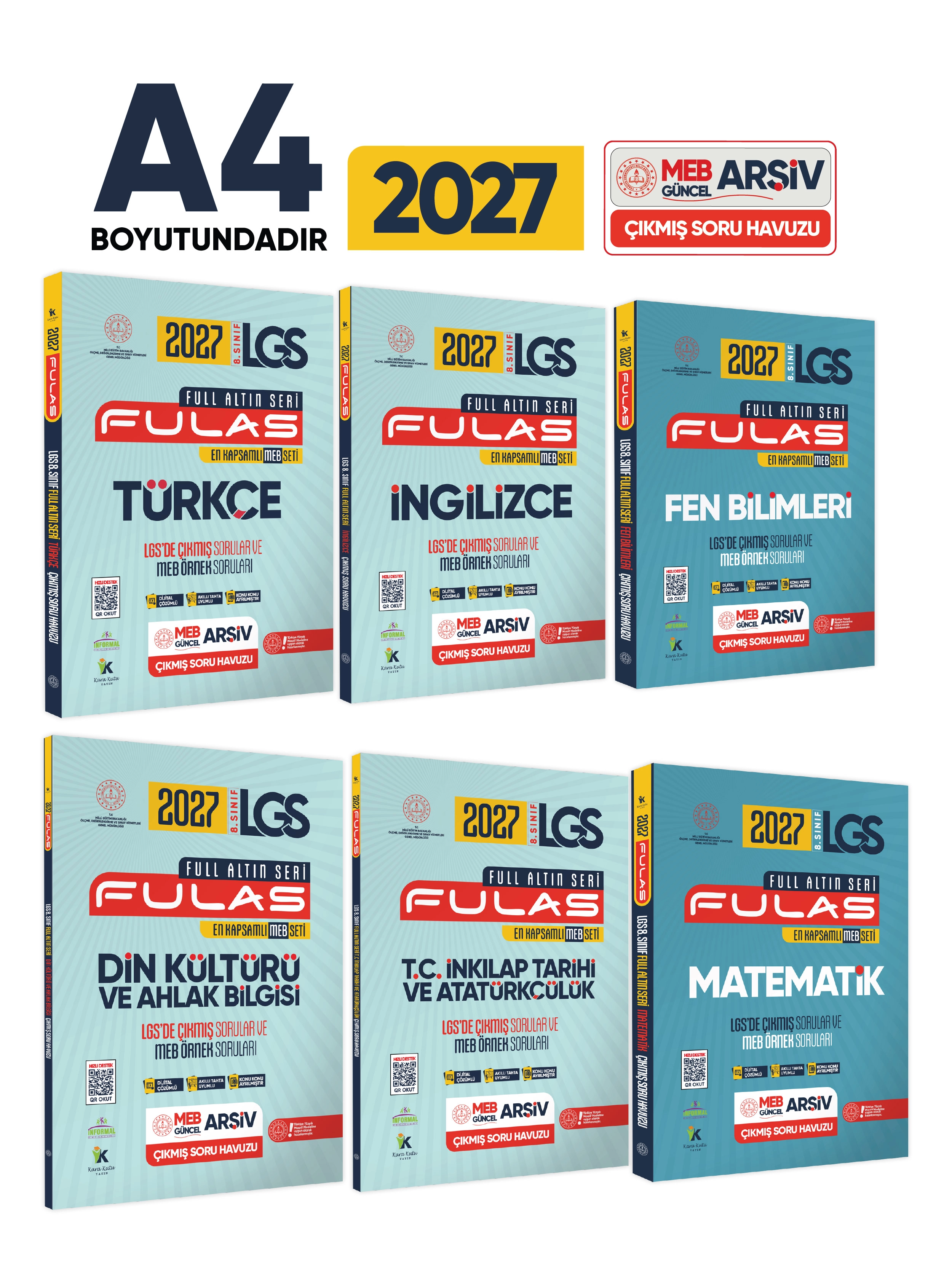 2027 8.Sınıf Full LGS Altın Seri(FULAS)MEB Çıkmış Modüler Soru Bankası Seti Çözümlü EN KAPSAMLI SET