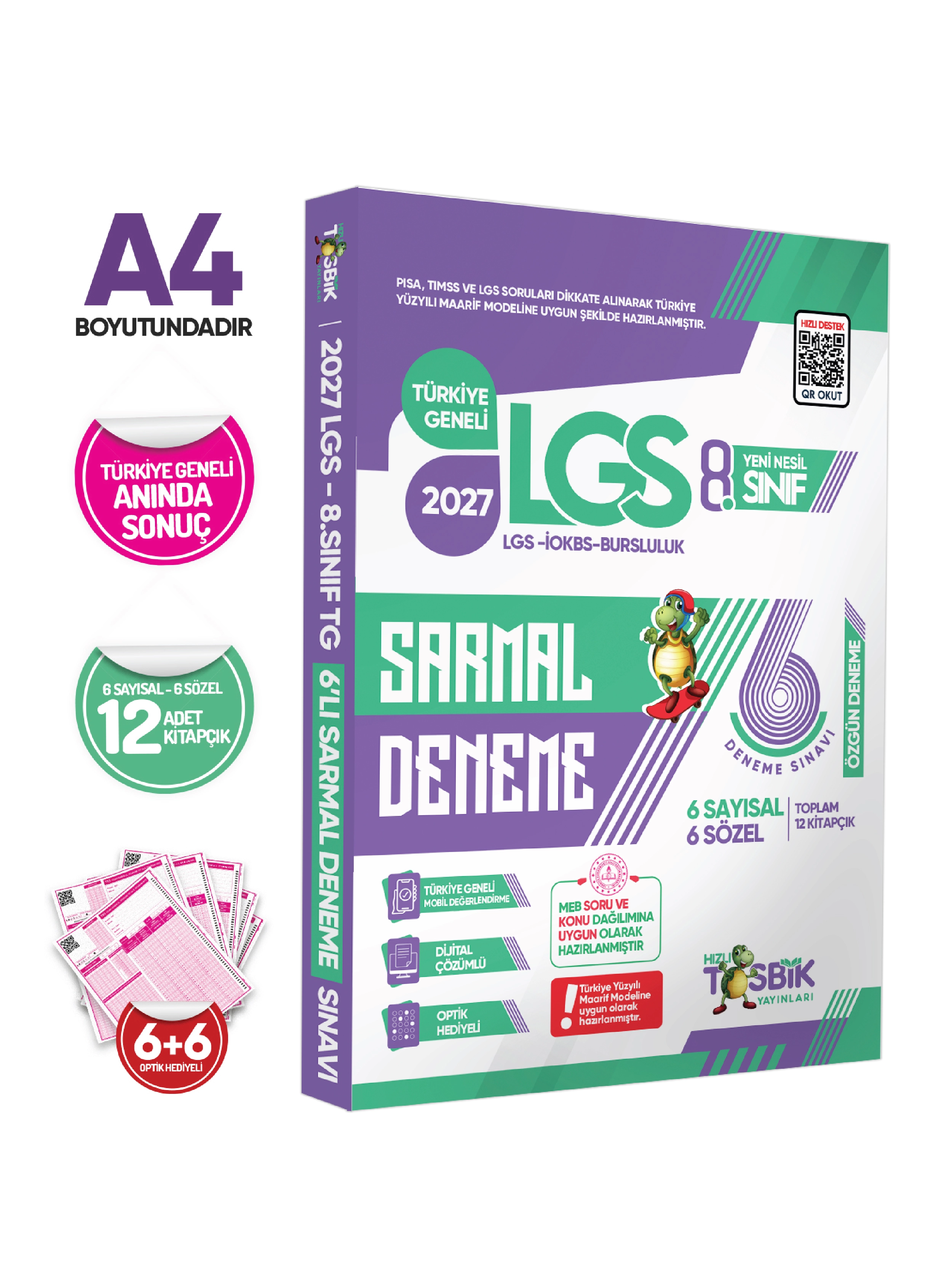 2027 8.Sınıf Yeni Sistem LGS İlk Dönem Konularını Kapsayan SARMAL 6lı Deneme Paketi Dijital Çözümlü