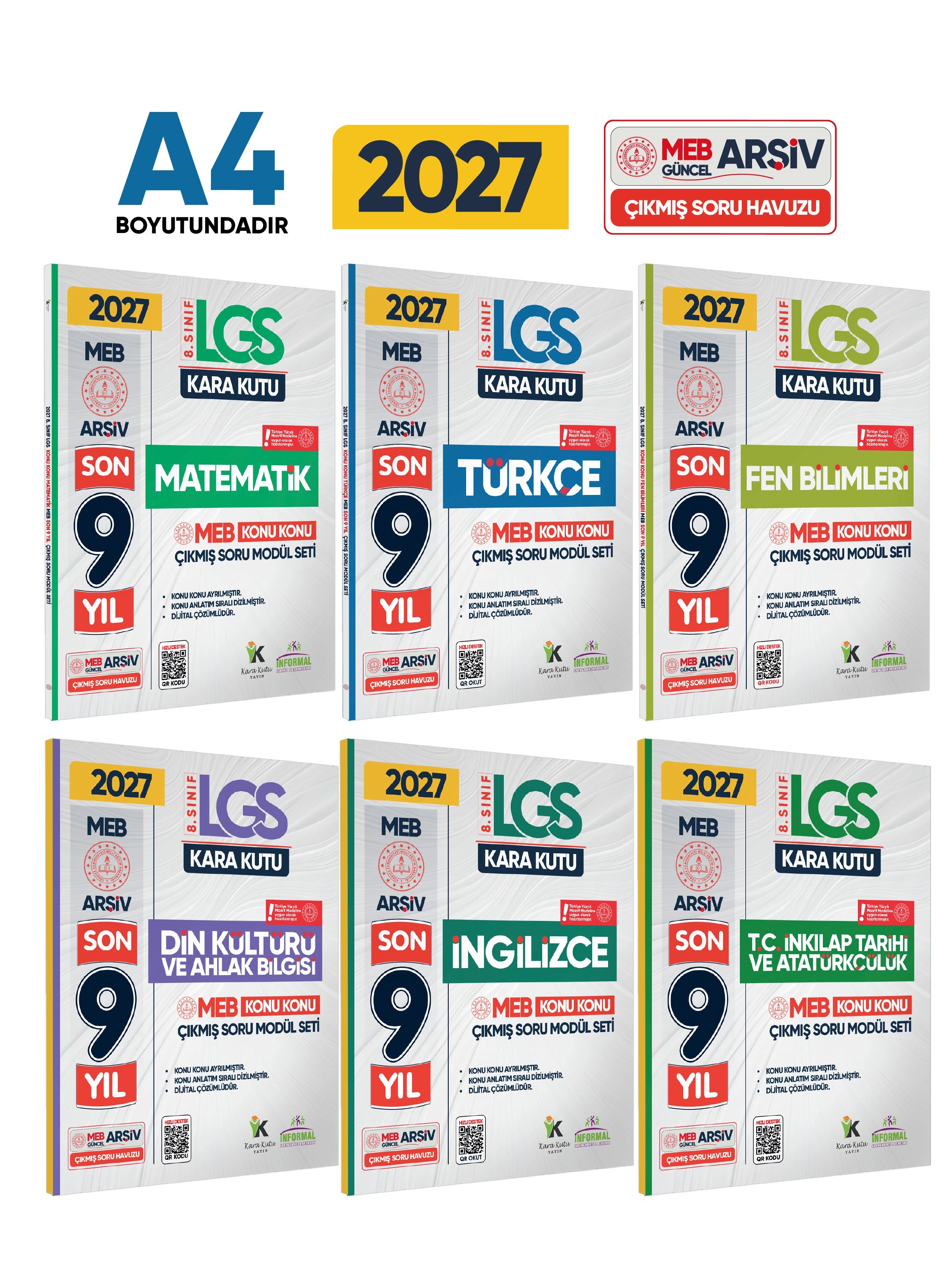 2027 LGS 8.Sınıf Karakutu MEB Çıkmış Soru Modül SET Konu Konu Son 9 Yıl 6lı Video/PDF Çözümlü Set