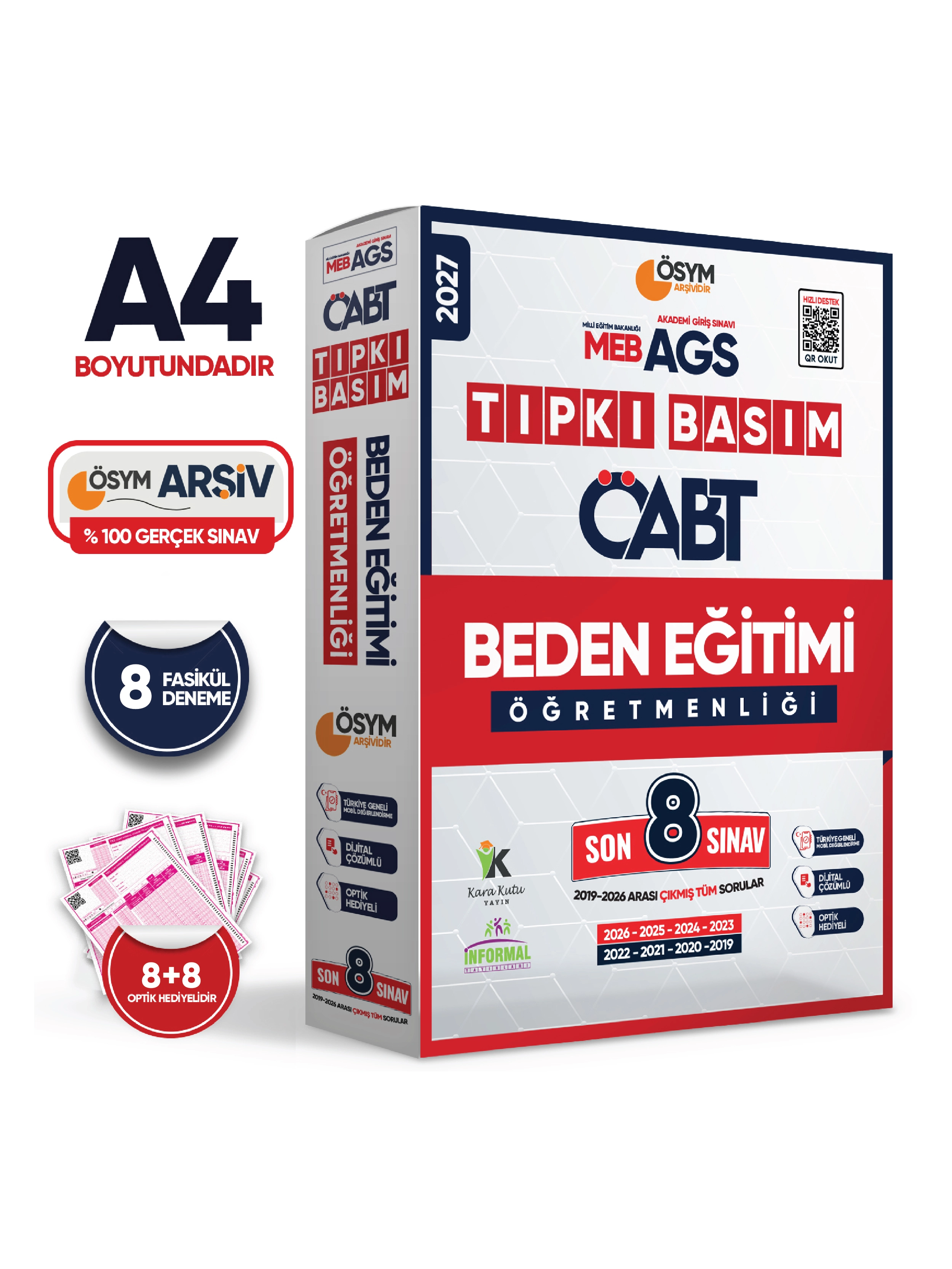 2027 MEB-AGS ÖABT Beden Eğitimi Öğretmenliği ÖSYM Tıpkı Basım 8li Deneme Paketi Dijital Cevaplı