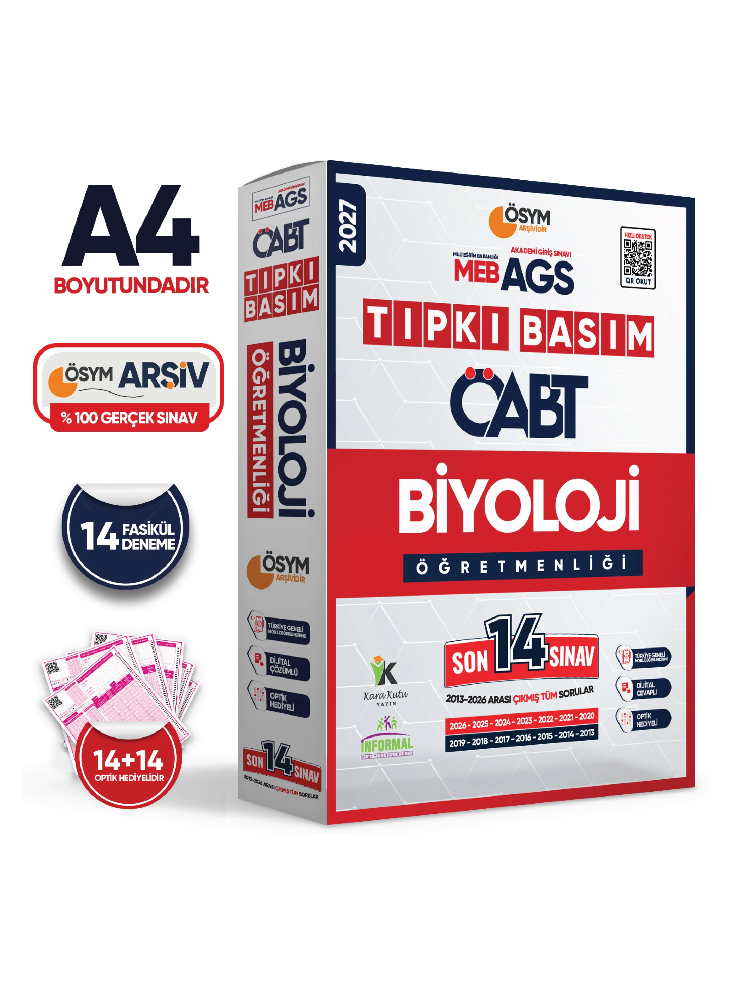 2027 MEB-AGS ÖABT Biyoloji Öğretmenliği ÖSYM Tıpkı Basım 14lü Deneme Paketi Türkiye Geneli