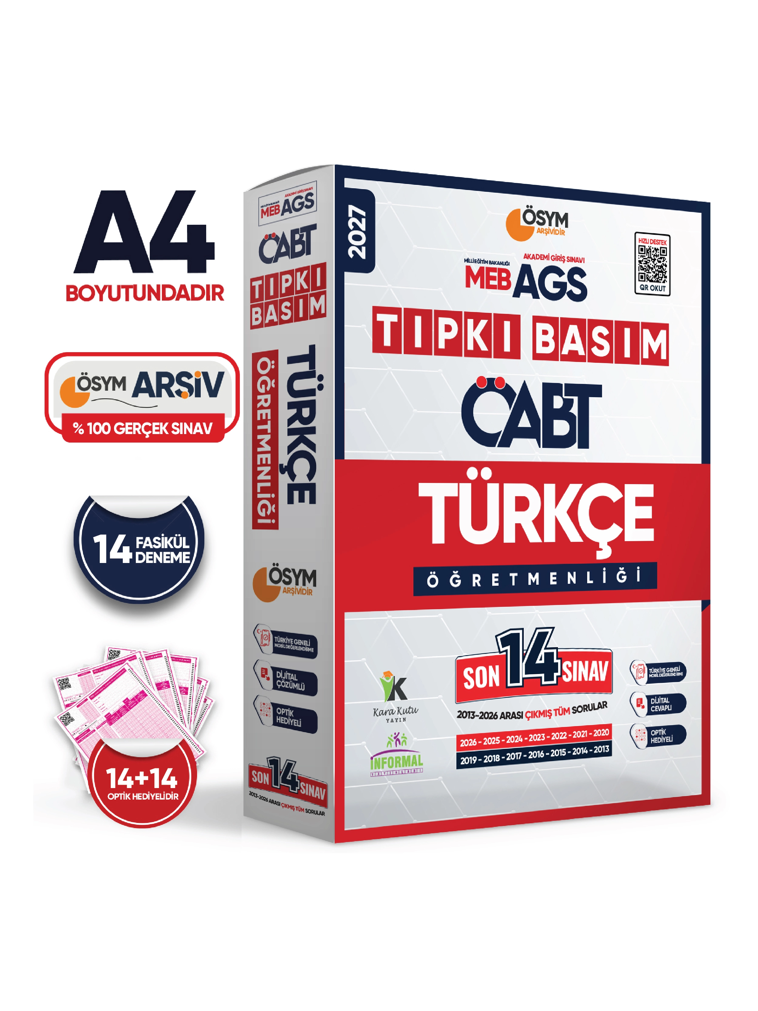 2027 MEB-AGS ÖABT Türkçe Öğretmenliği ÖSYM Tıpkı Basım 14lü Deneme Paketi Dijital Cevaplı