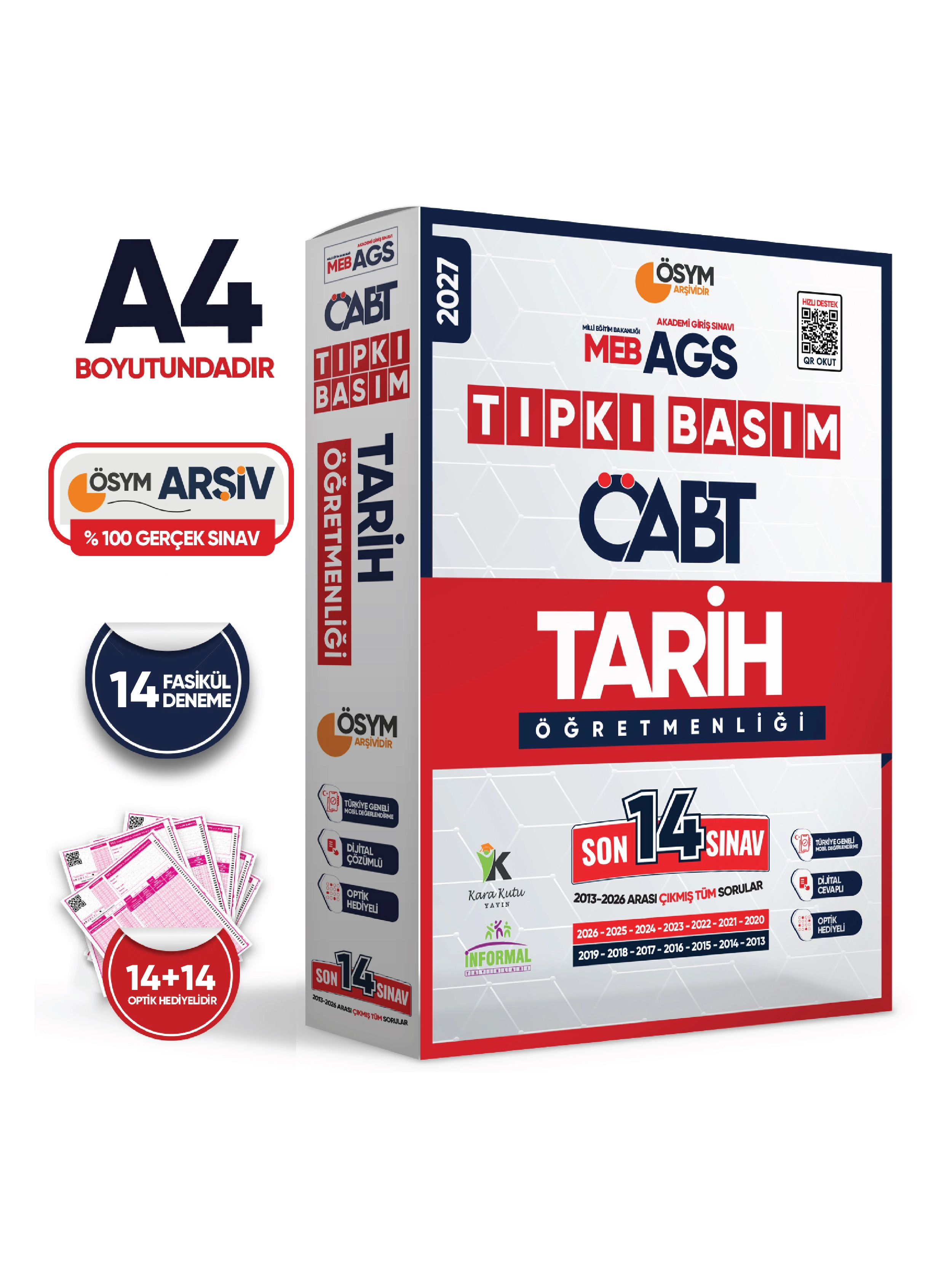 2027 MEB-AGS ÖABT Tarih Öğretmenliği ÖSYM Tıpkı Basım 14lü Deneme Paketi Dijital Cevaplı