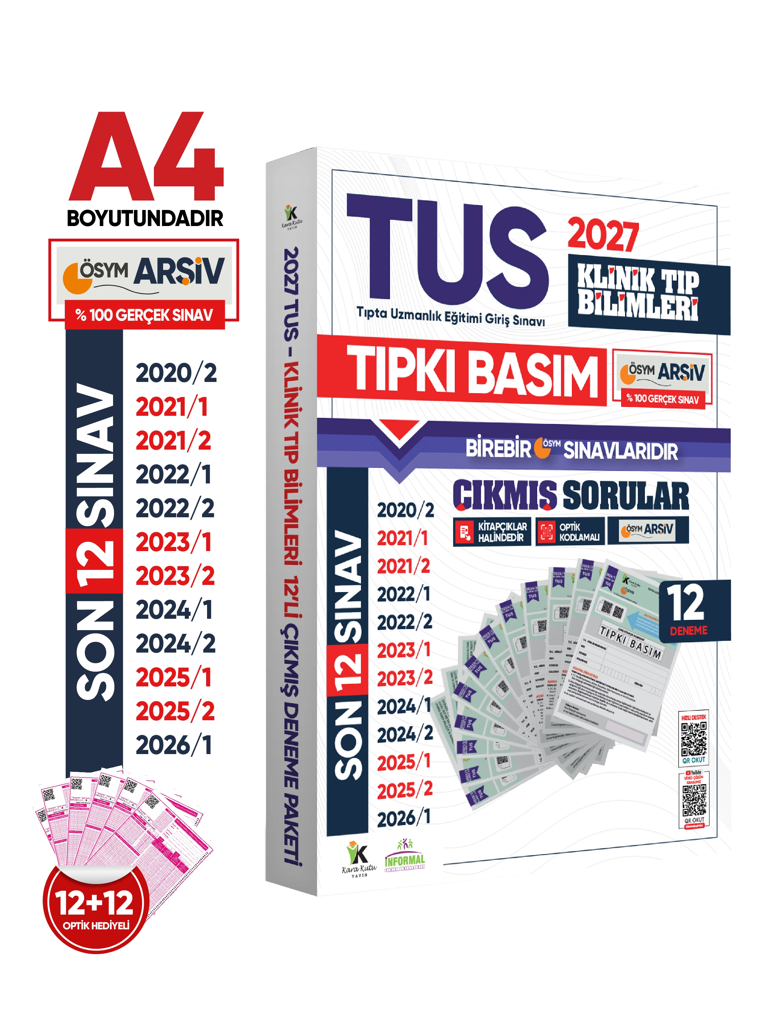 2027 TUS Klinik Tıp Bilimleri ÖSYM Çıkmış Soru Tıpkı Basım Son 7 Yıl 12li Deneme Kitapçığı