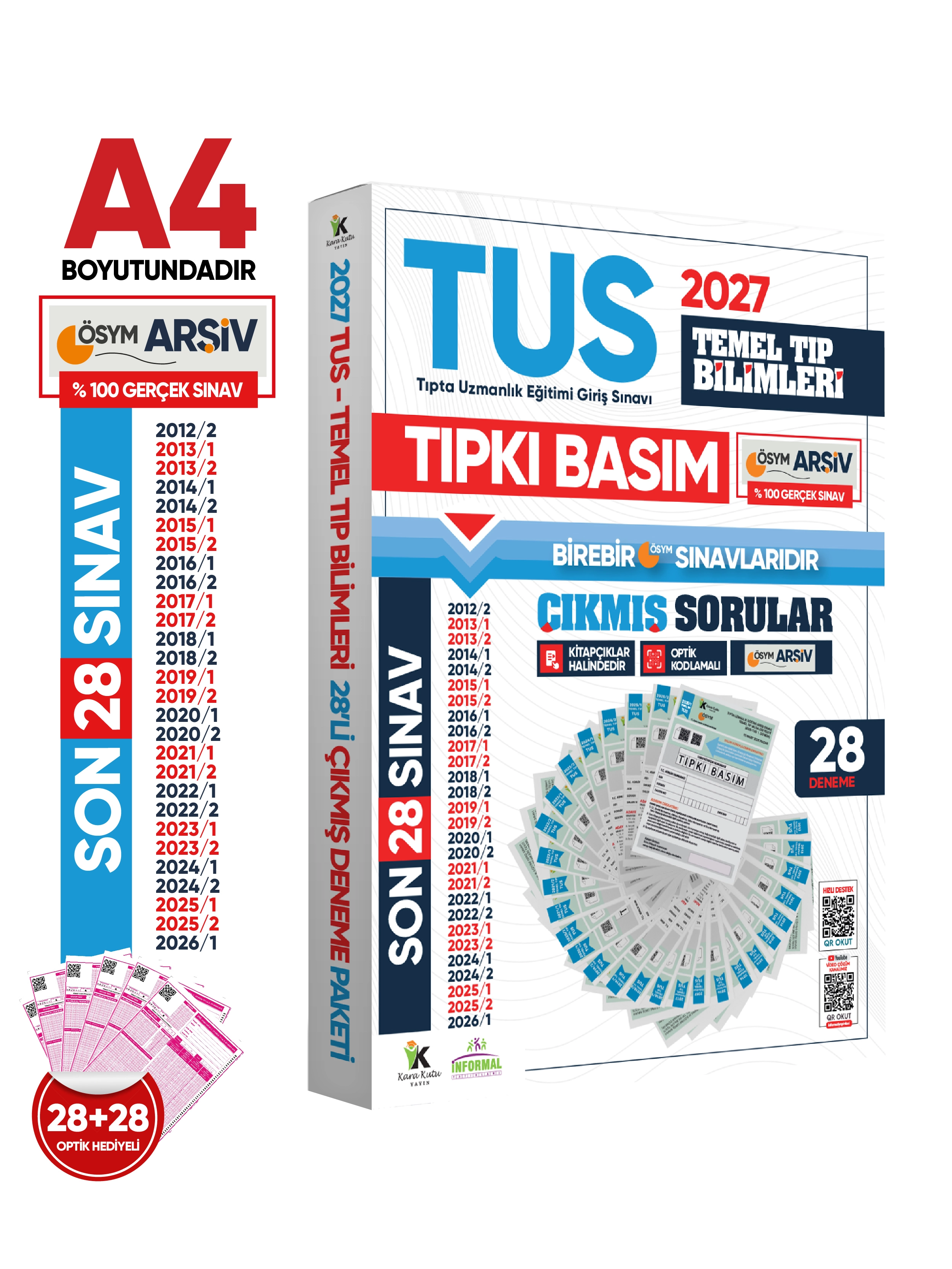 2027 TUS Temel Tıp Bilimleri ÖSYM Çıkmış Soru Tıpkı Basım Son 15 Yıl 28li Deneme Kitapçığı
