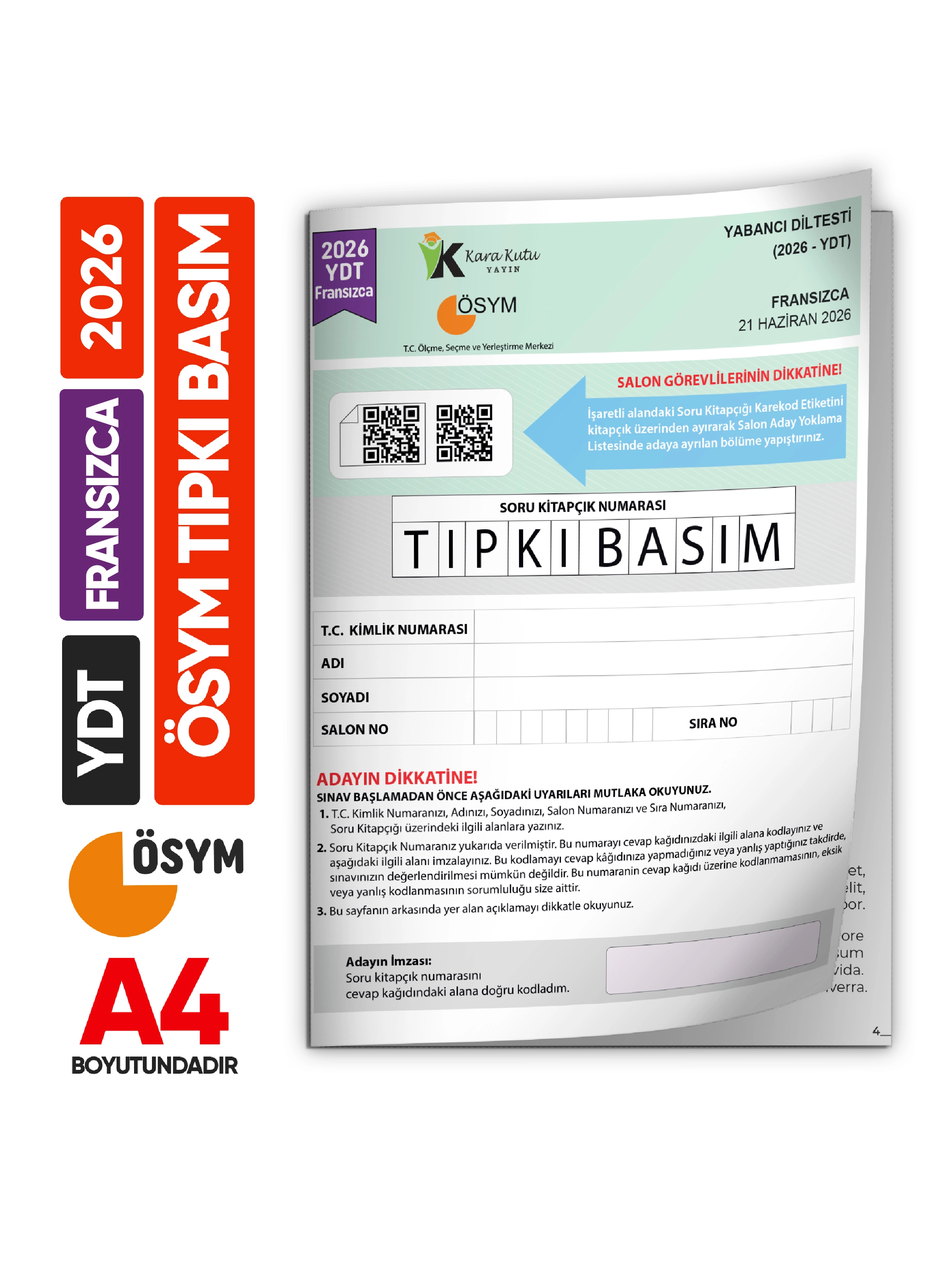 2026 YKS YDT Fransızca ÖSYM Tıpkı Basım Çıkmış Soru Deneme Kitapçığı (Türkiye Geneli)