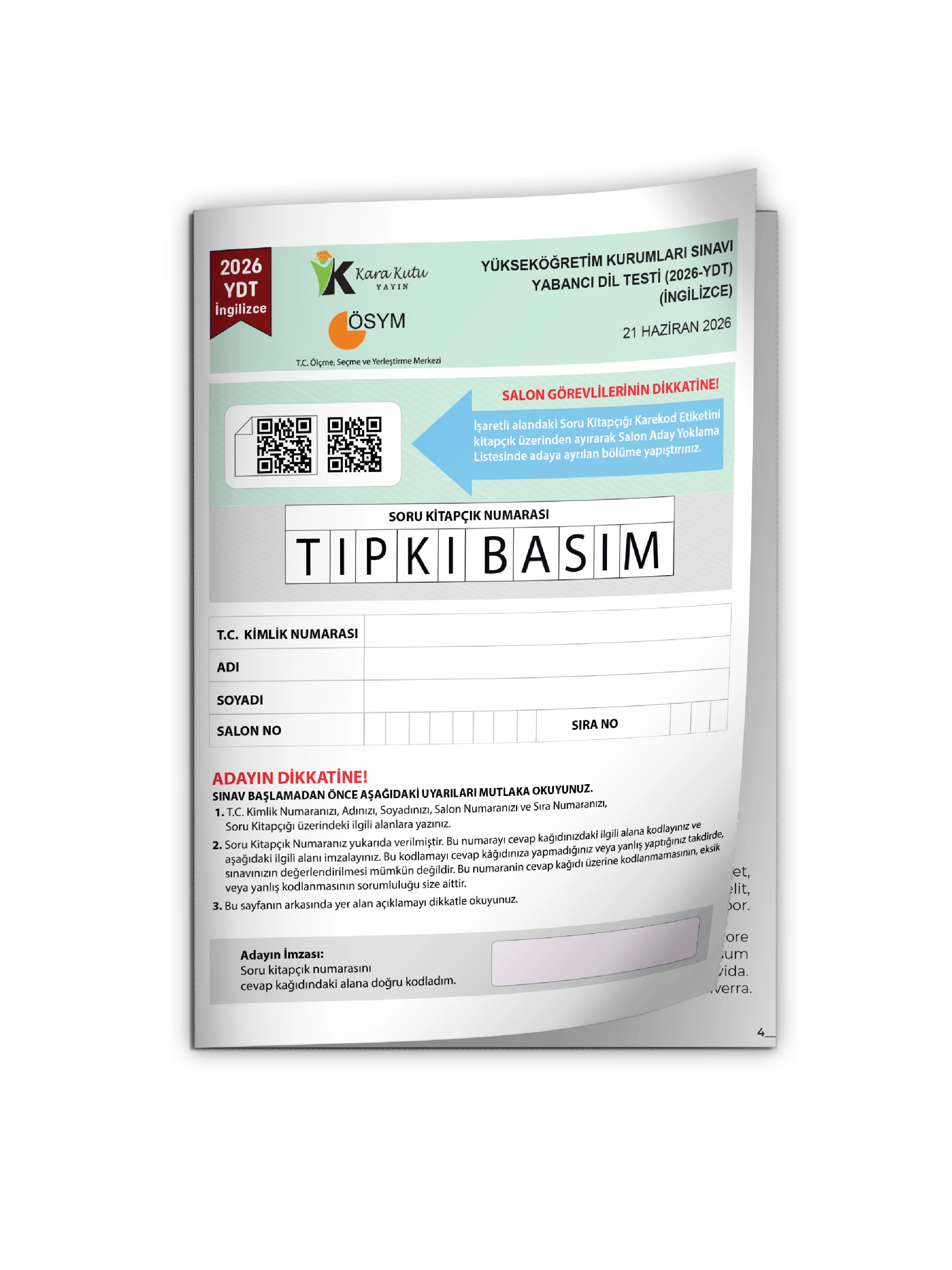 2026 YKS YDT İngilizce ÖSYM Tıpkı Basım Çıkmış Soru Deneme Kitapçığı (Video Çözümlü Türkiye Geneli)