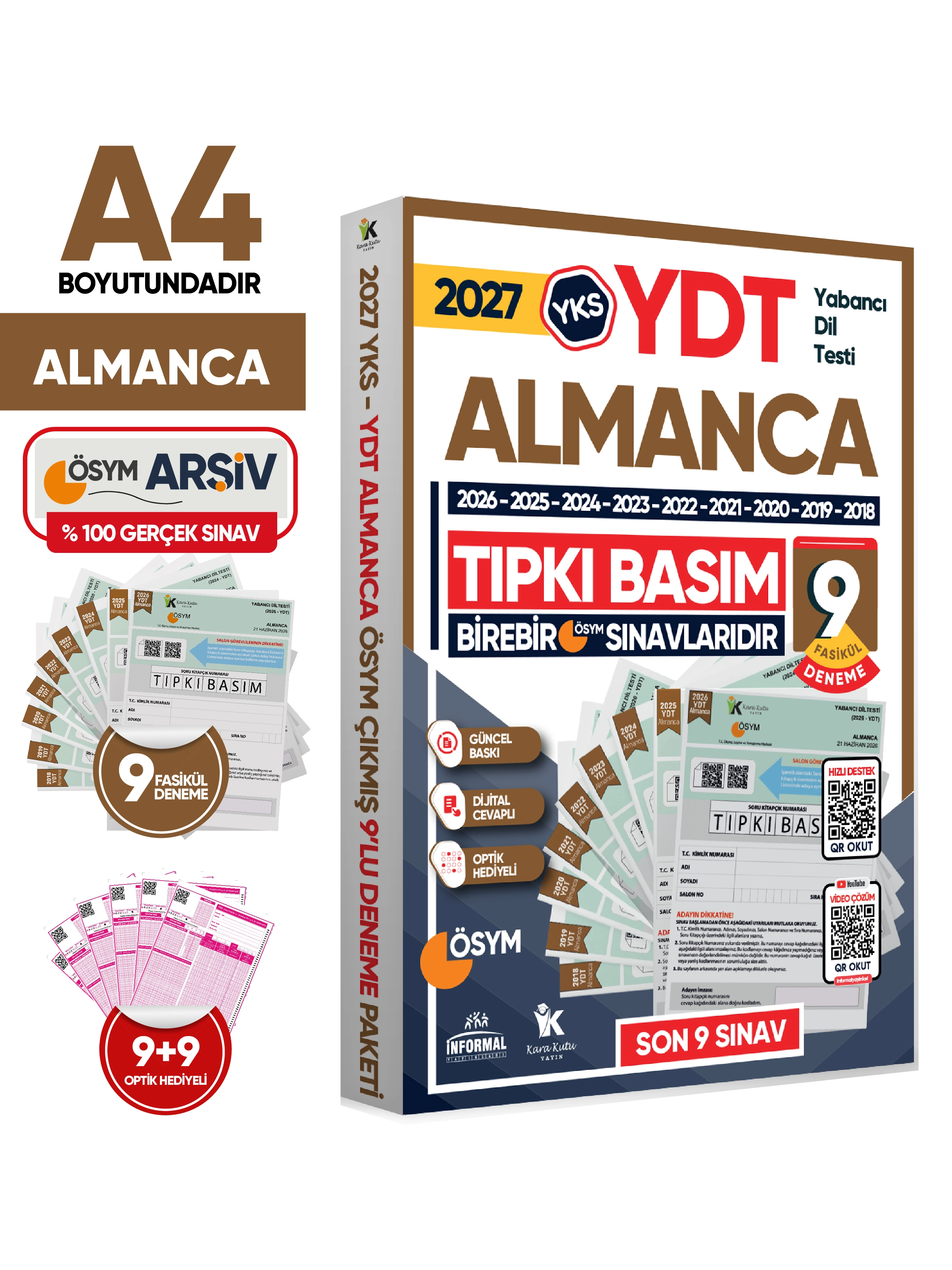 2027 YKS YDT (Yabancı Dil Testi) ALMANCA ÖSYM Çıkmış Soru Tıpkı Basım Deneme Paketi 9lu Türkiye G.