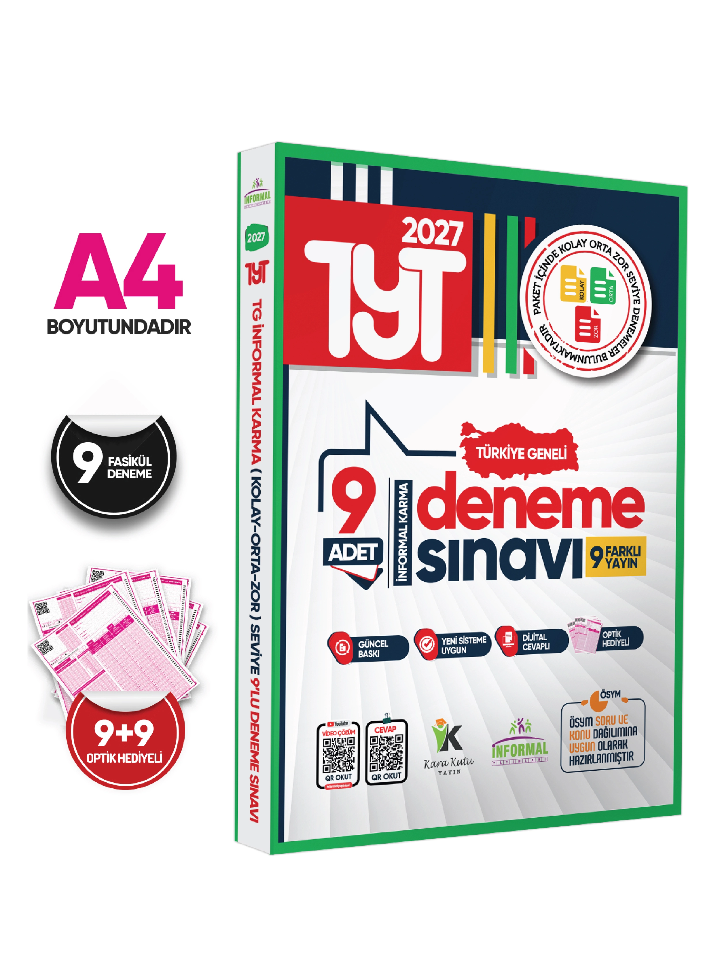 2027 TYT Türkiye Geneli Kurumsal 9lu Paket Deneme Sınavı Dijital Cevaplı