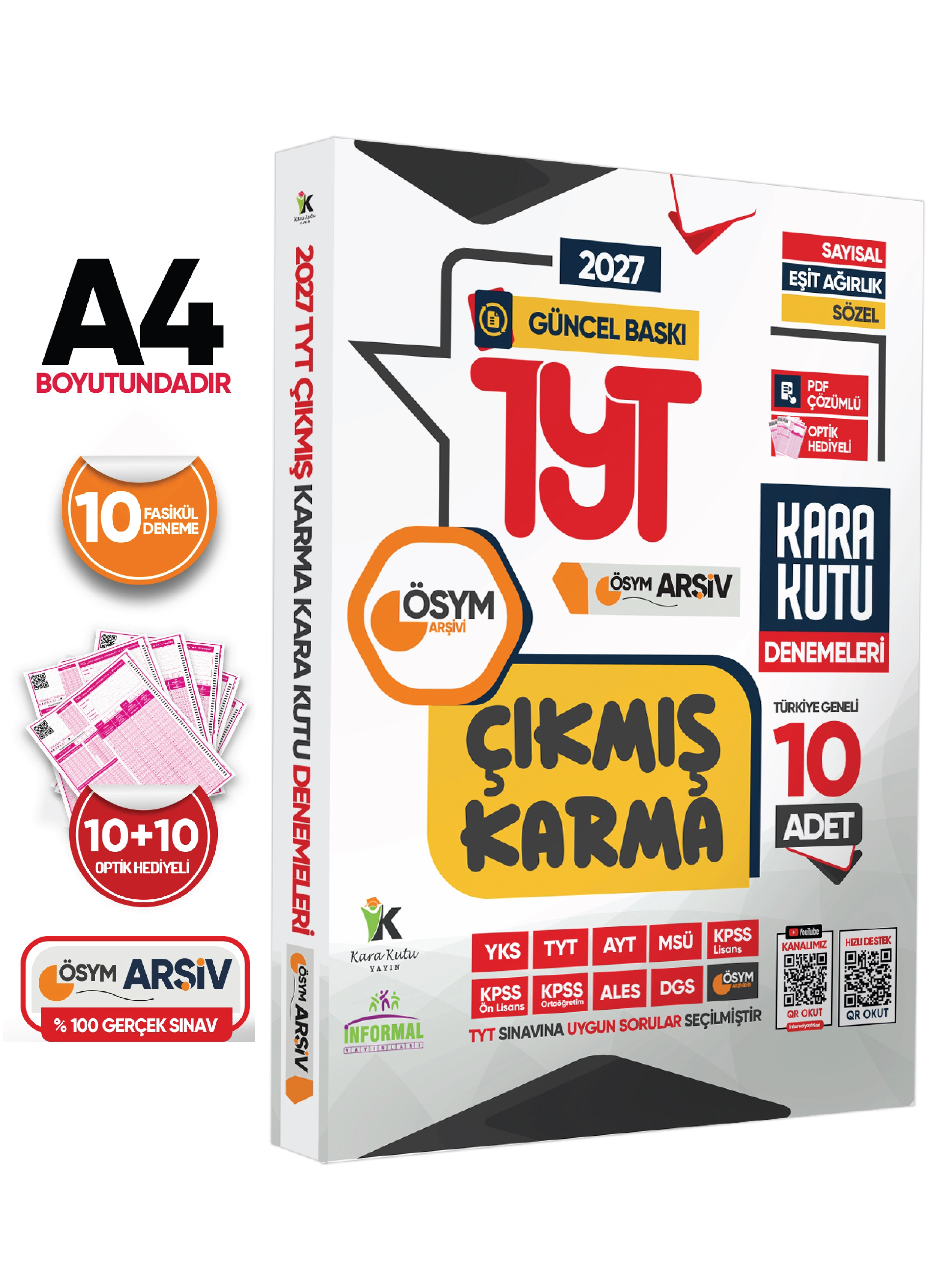 2027 TYT ÖSYM Çıkmış Karma Kara Kutu Sayısal-Sözel-Eşit Ağırlık TG 10lu Deneme Paketi D.Çözümlü