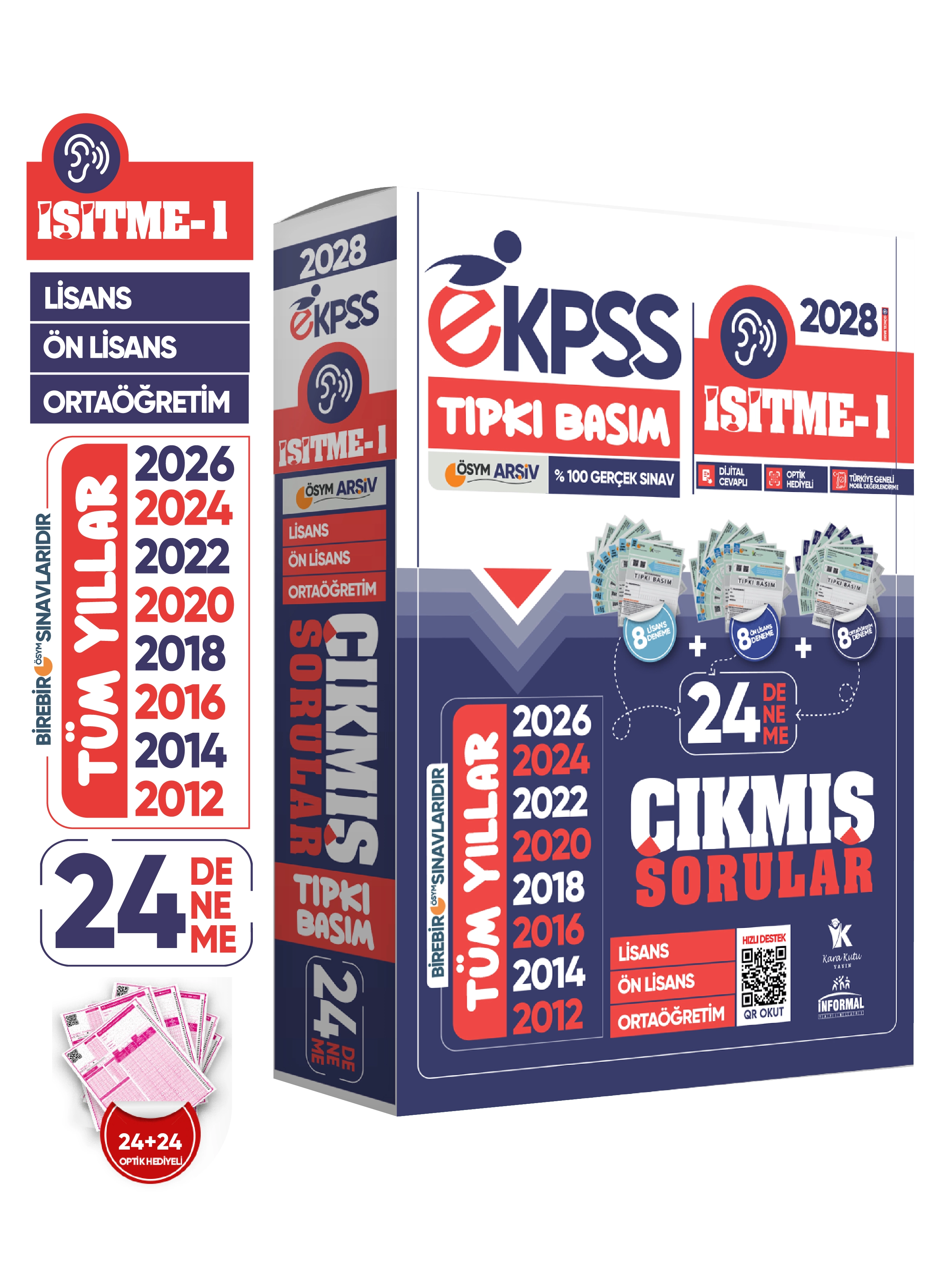 2028 EKPSS Lisans-Önlisans-Ortaöğretim İşitme-1 ÖSYM Tıpkı Basım 24’lü Kitapçık TG Deneme Paketi