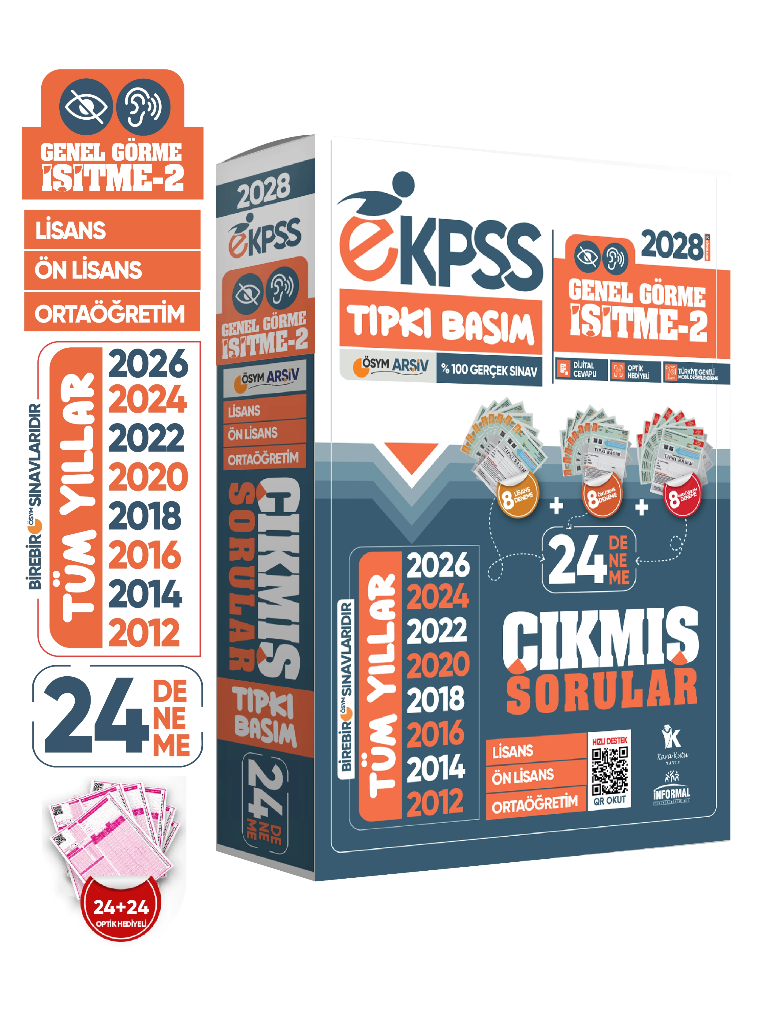 2028 EKPSS Lisans-Önlisans-Ortaöğretim Genel Görme İşitme-2 ÖSYM Tıpkı Basım 24’lü Kitapçık Paketi