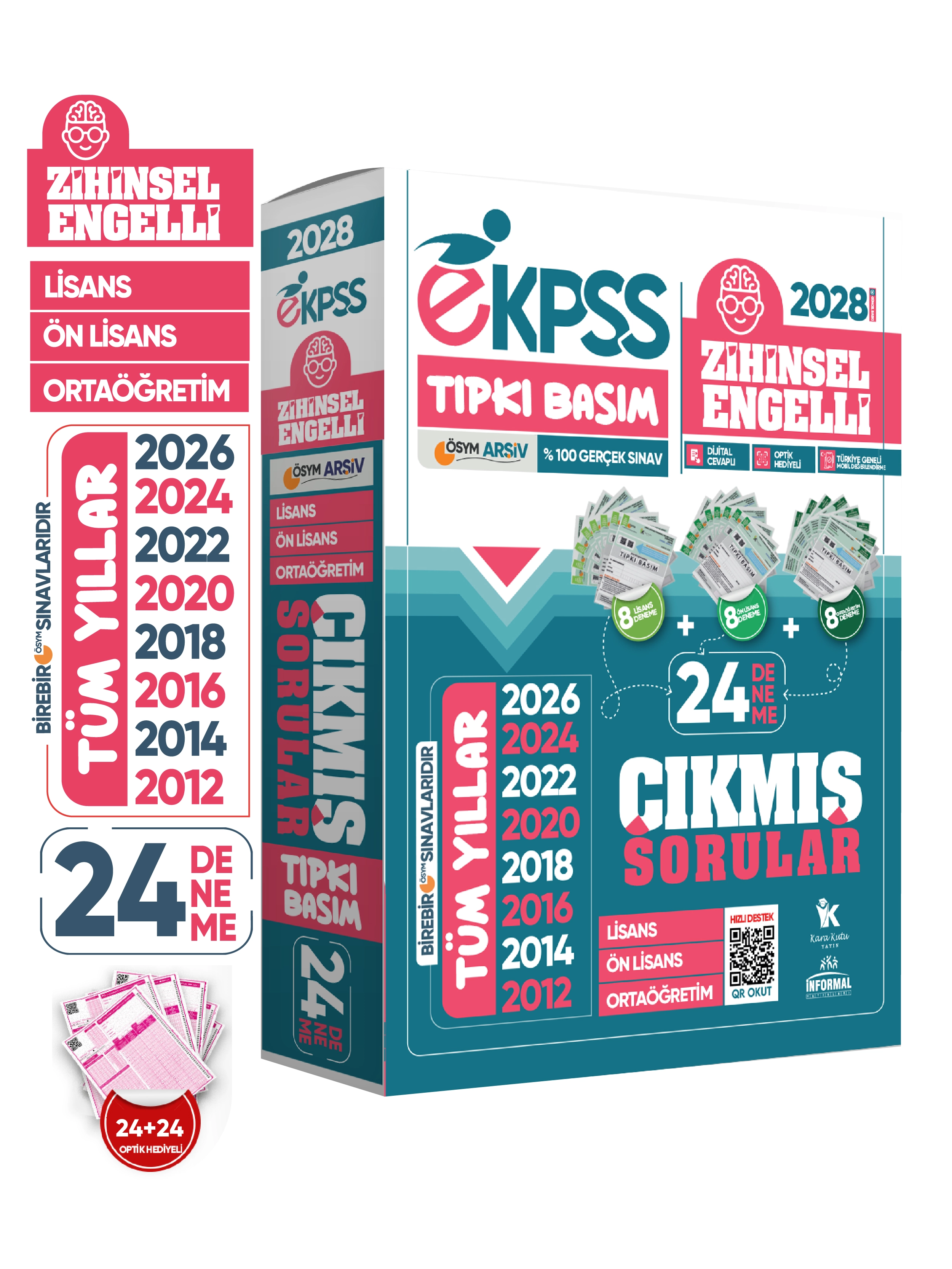 2028 EKPSS Lisans-Önlisans-Ortaöğretim Zihinsel Engelli ÖSYM Tıpkı Basım 24’lü Kitapçık Deneme Paketi