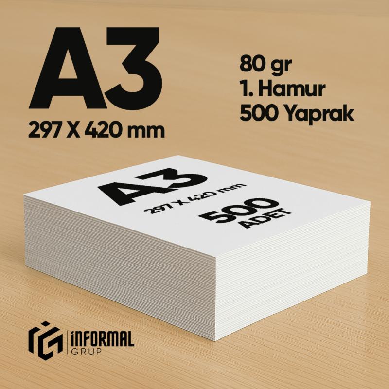 İnformal Fotokopi Kağıdı Premium Kalite A3 70 gr 500 Yaprak 1. Hamur
