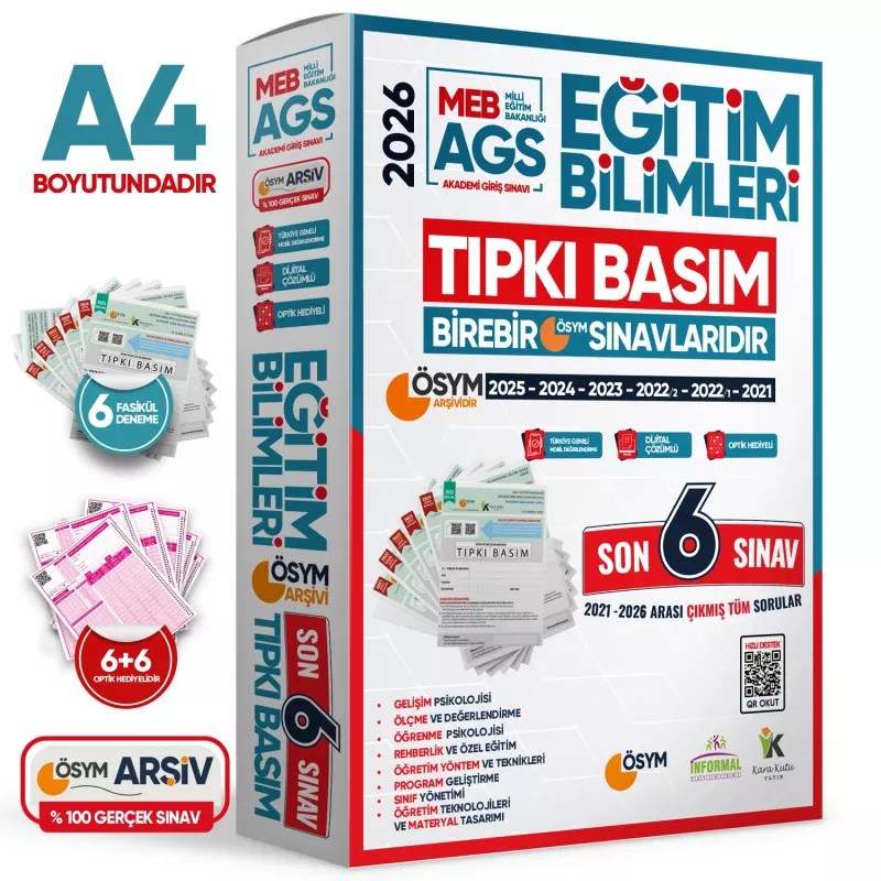 2026 MEB-AGS EĞİTİM BİLİMLERİ ÖSYM Tıpkı Basım Çıkmış Soru 6lı Deneme Paketi Video Çözümlü TürkiyeG.