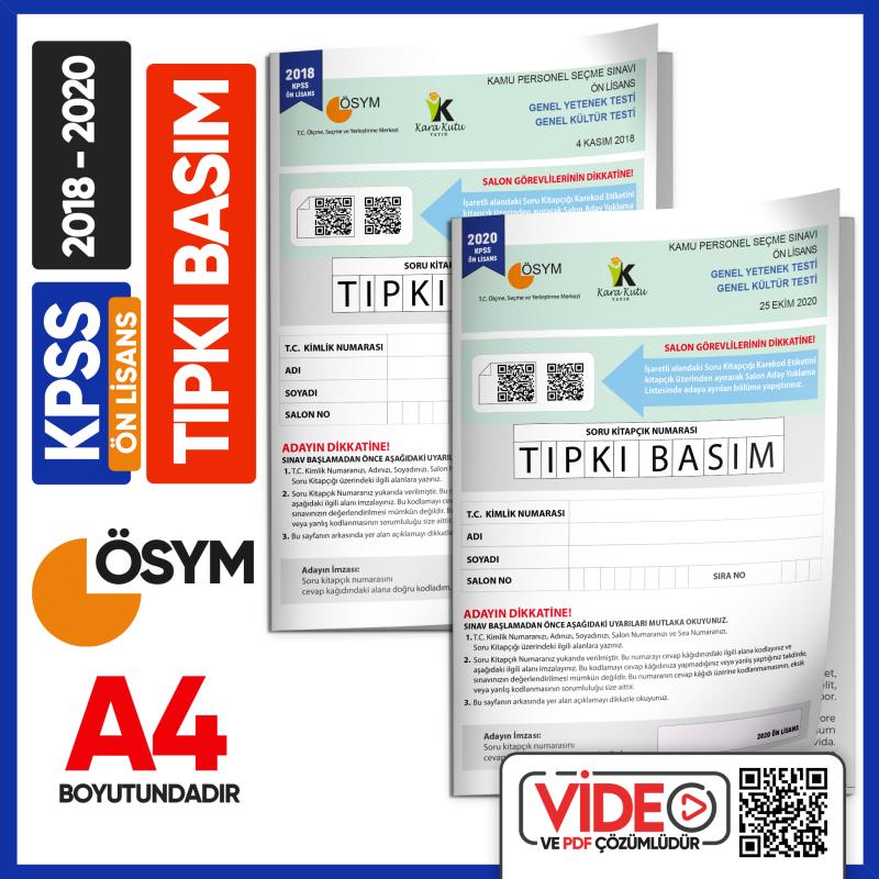 KPSS Önlisans 2018-2020 ÖSYM Tıpkı Basım Çıkmış Soru 2 Kitapçık Seti Video/PDF Çözümlü Türkiye G.