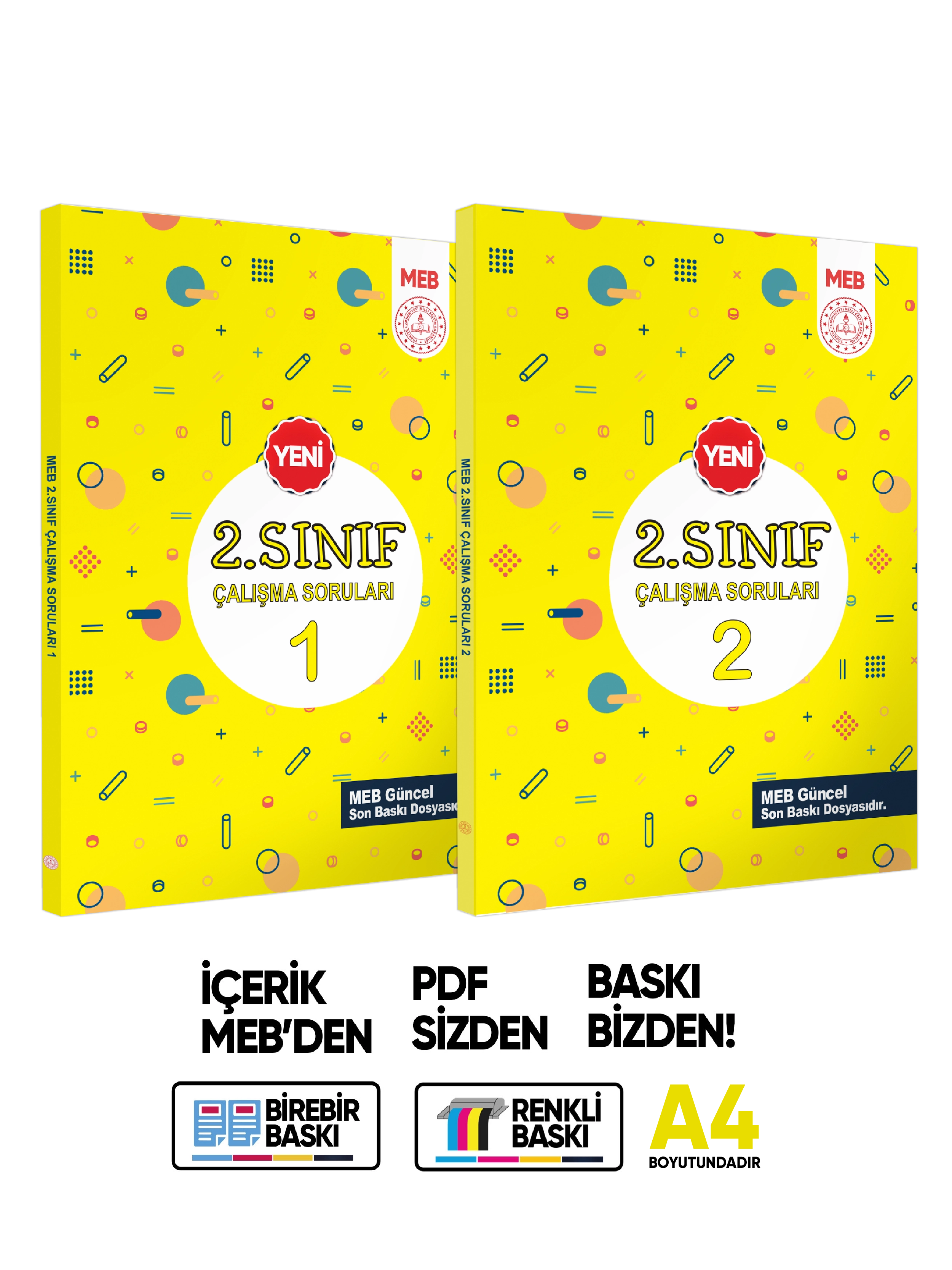 MEB İlkokul 2.Sınıf Çalışma Soruları 1 ve 2 Tüm Dersler Kazanım Pekiştirme Kitap Seti BASKI ÜCRETİ