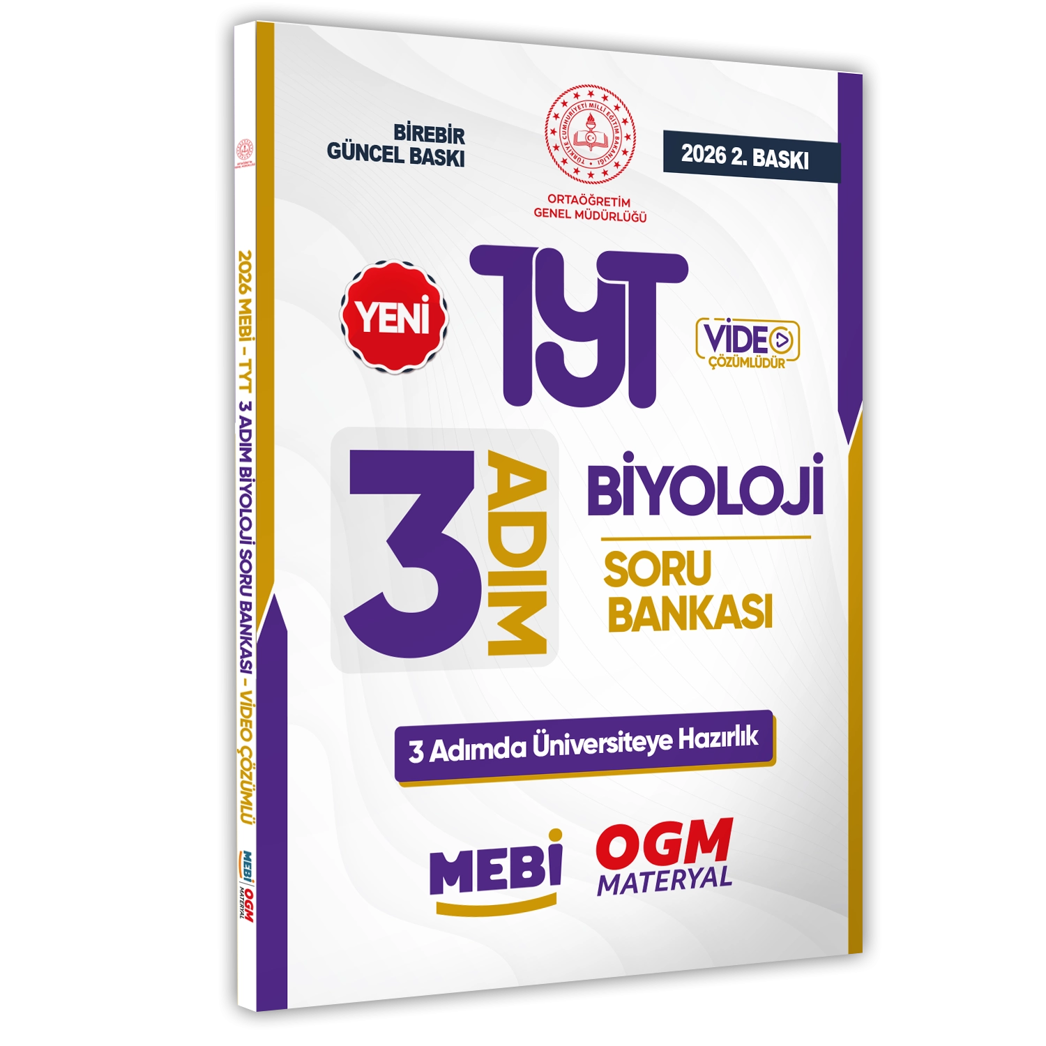 2027 TYT MEBİ-OGM 3 ADIM Biyoloji Soru Bankası RENKLİ A4 Boyut Video Çözümlü BASKI ÜCRETİ