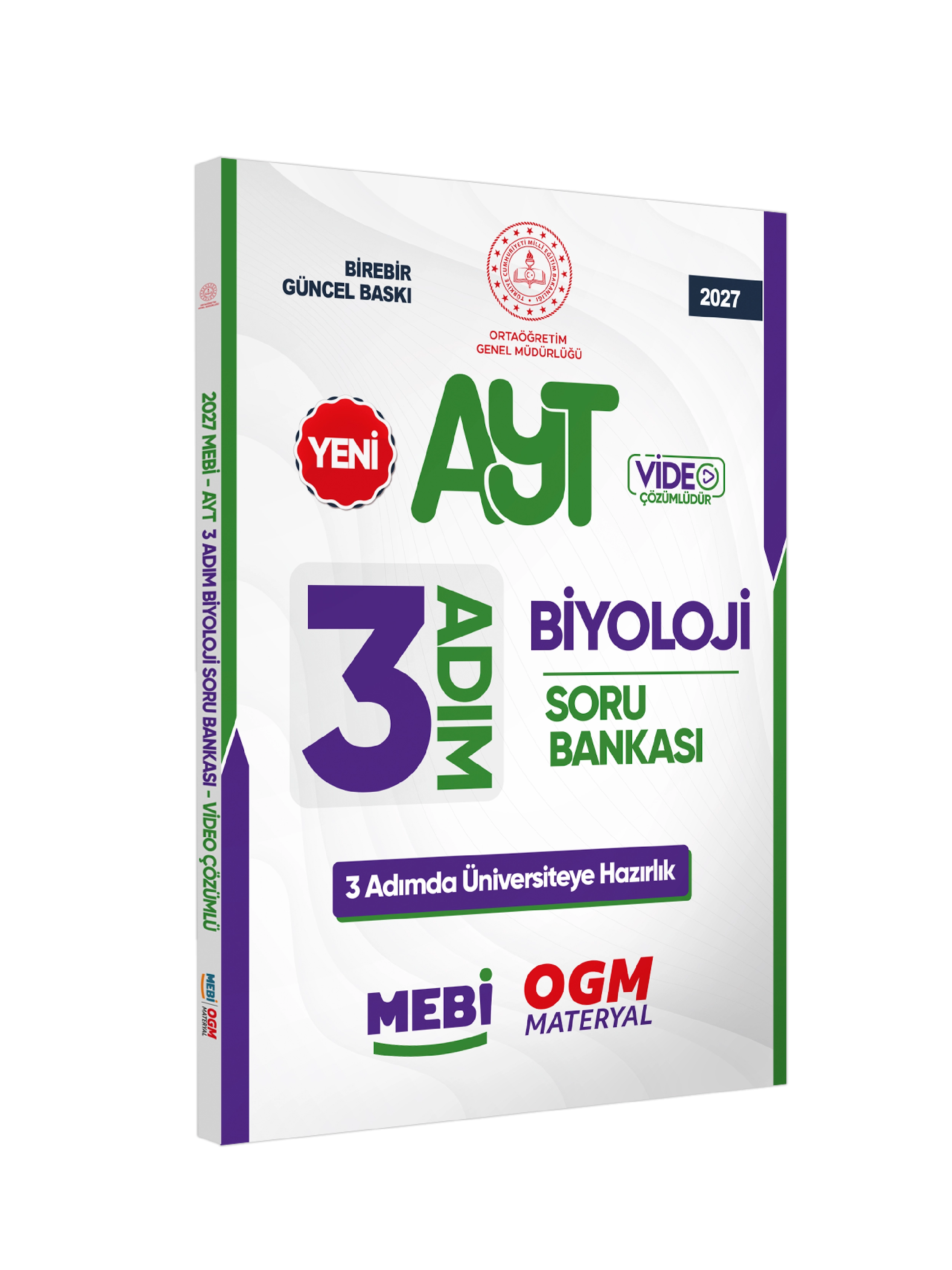 2027 AYT MEBİ-OGM 3 ADIM Biyoloji Soru Bankası RENKLİ A4 Boyut Video Çözümlü BASKI ÜCRETİ