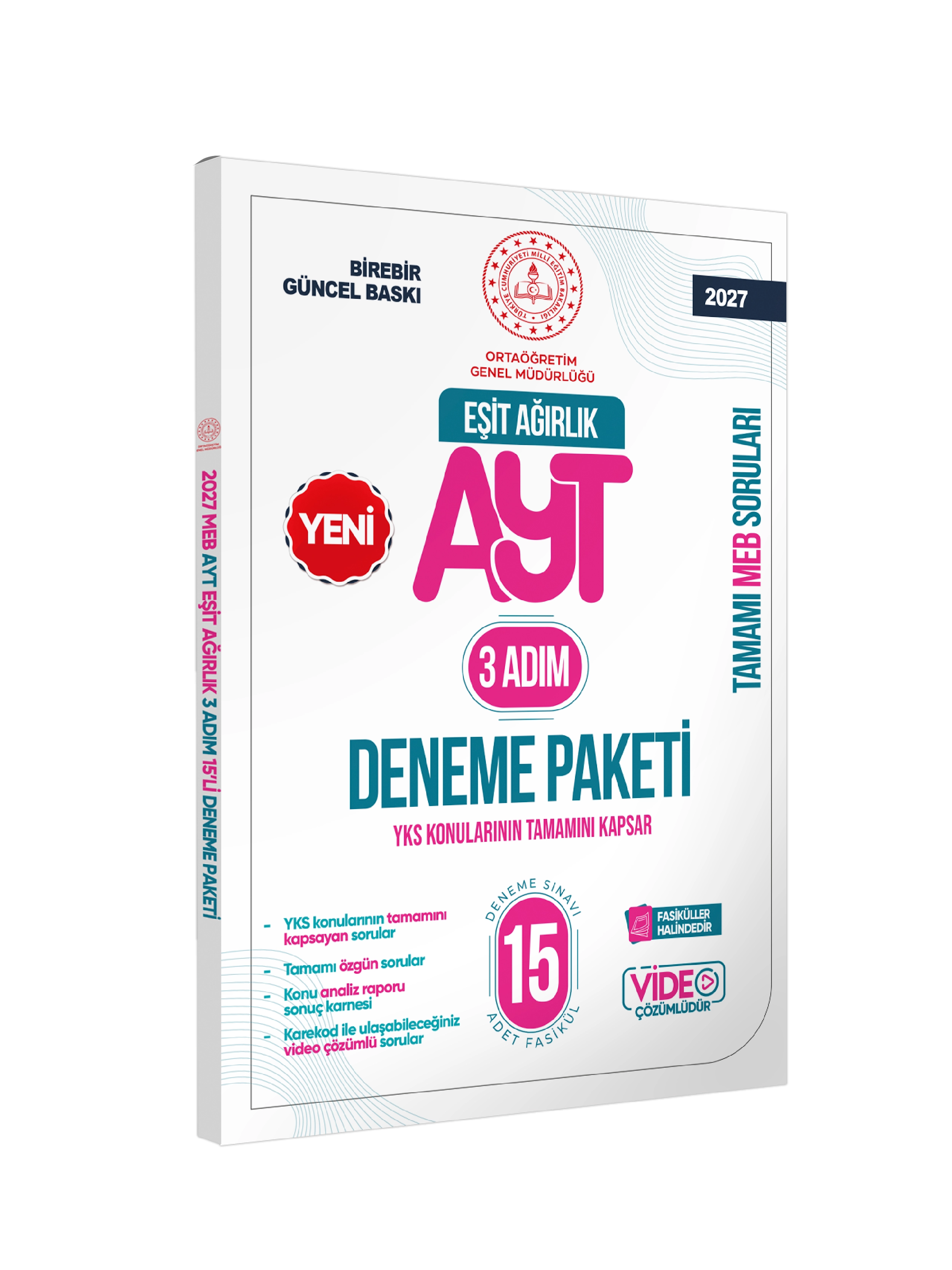 2027 3 Adım YKS-AYT Eşit Ağırlık (TM) MEBİ Özgün Sorular 15liDeneme Paketi VideoÇözümlü BASKI ÜCRETİ