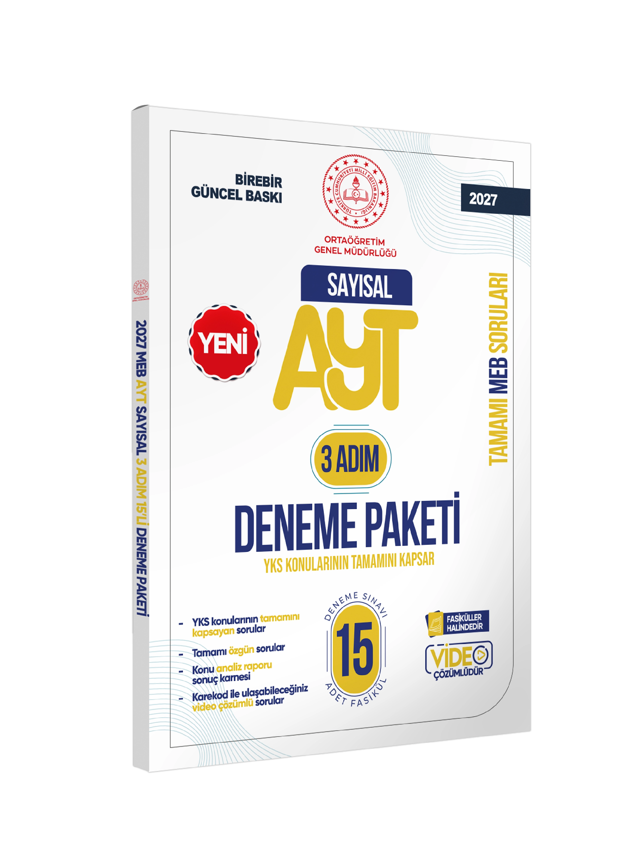 2027 3 Adım YKS-AYT Sayısal MEBİ Özgün Sorular 15li Deneme Fasikül Paketi Video Çözümlü BASKI ÜCRETİ