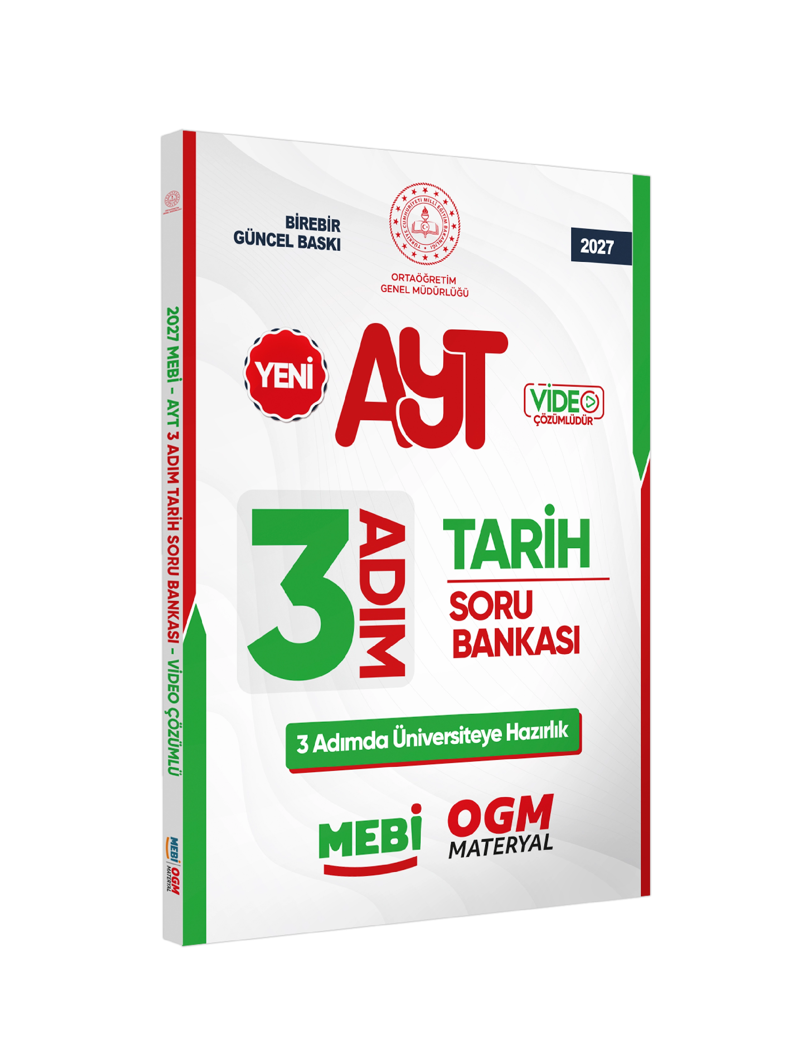 2027 AYT MEBİ-OGM 3 ADIM Tarih Soru Bankası RENKLİ A4 Boyut Video Çözümlü BASKI ÜCRETİ