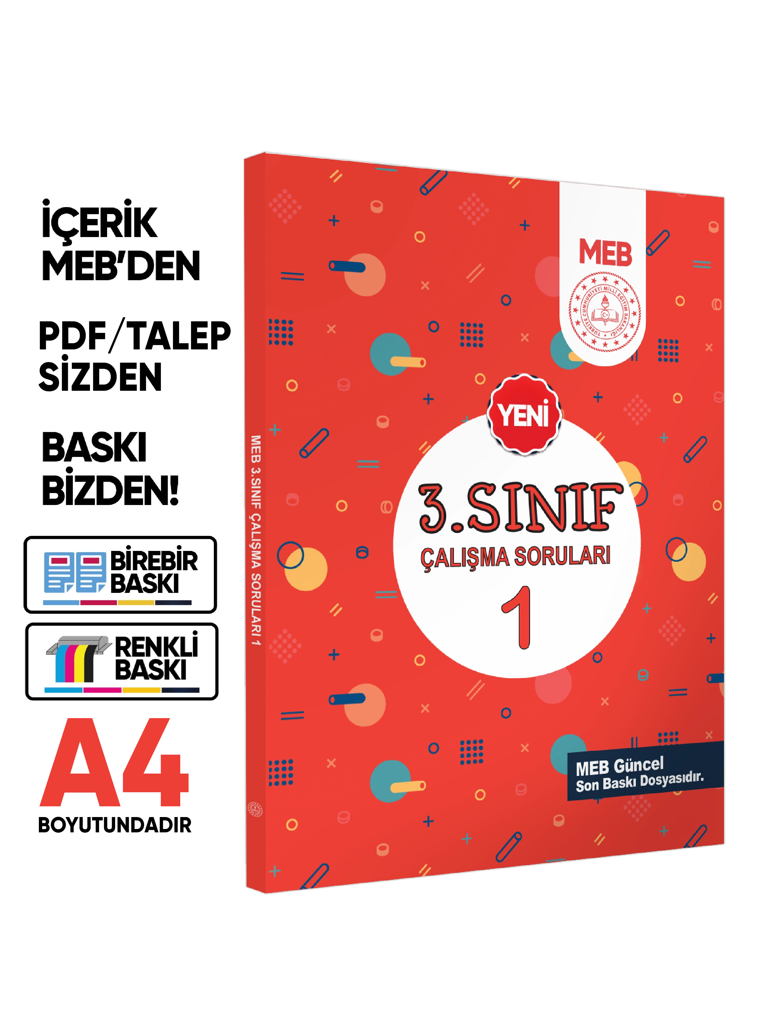 MEB İlkokul 3.Sınıf Çalışma Soruları 1 Tüm Dersler Kazanım Pekiştirme Kitabı BASKI ÜCRETİ