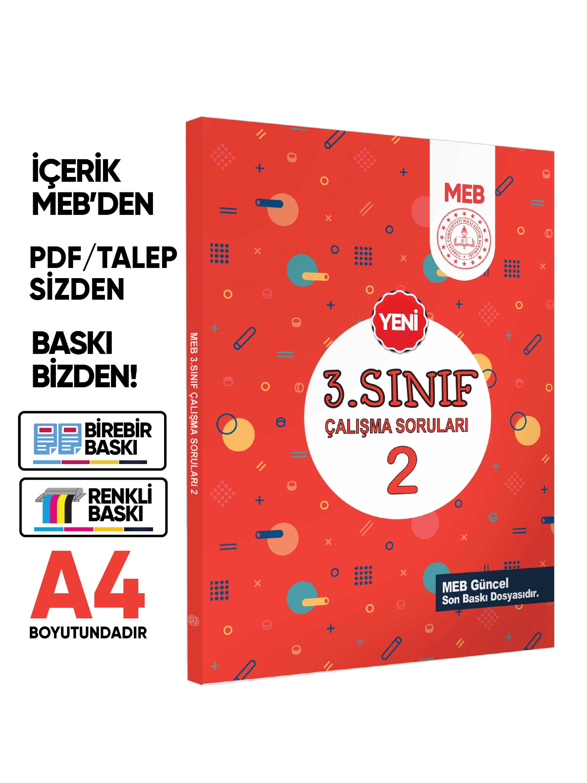 MEB İlkokul 3.Sınıf Çalışma Soruları 2 Tüm Dersler Kazanım Pekiştirme Kitabı BASKI ÜCRETİ