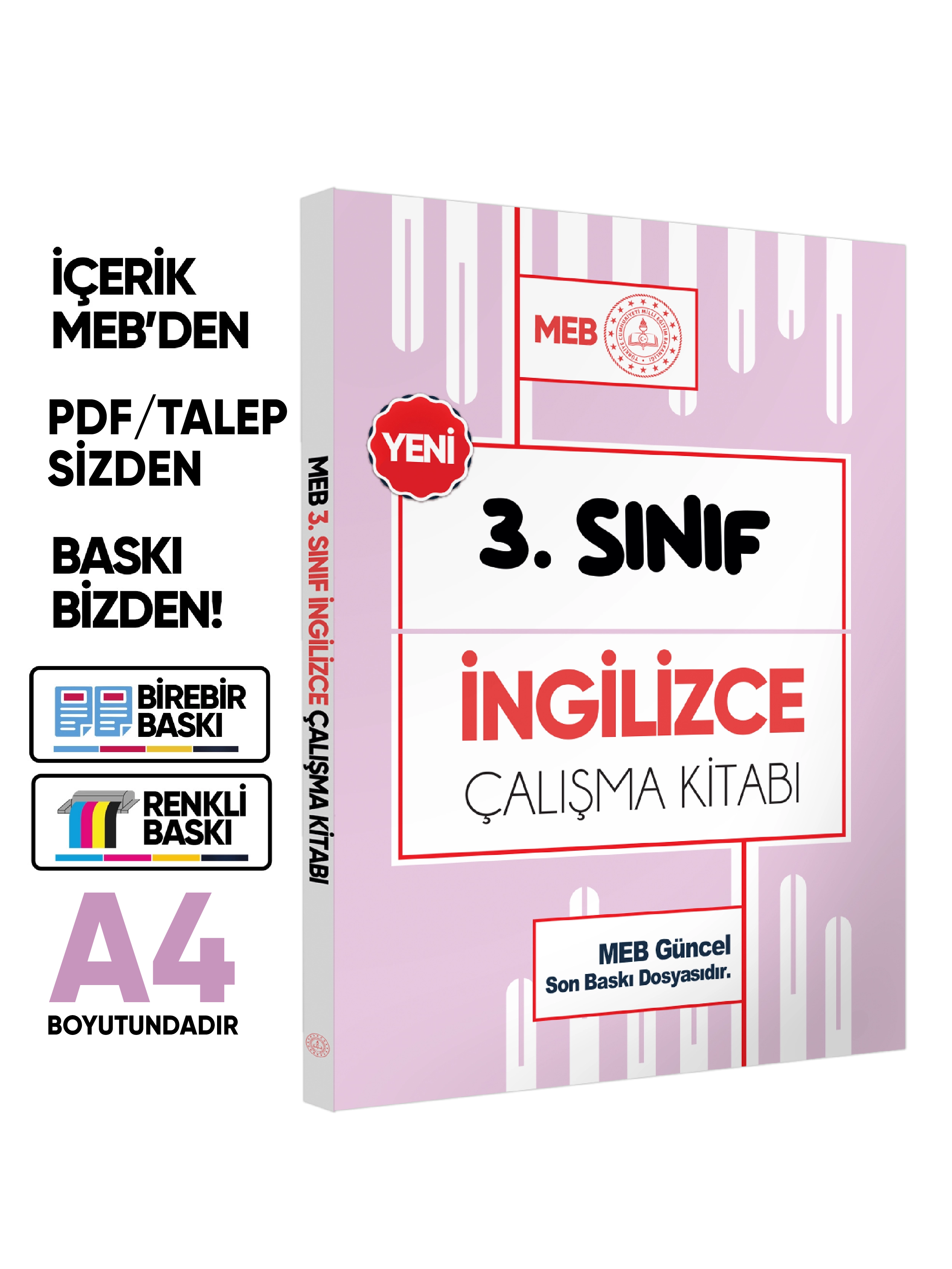 MEB ÖDM İlkokul 3.Sınıf İNGİLİZCE Çalışma Kitabı Alıştırmalı Soru Bankası BASKI ÜCRETİ