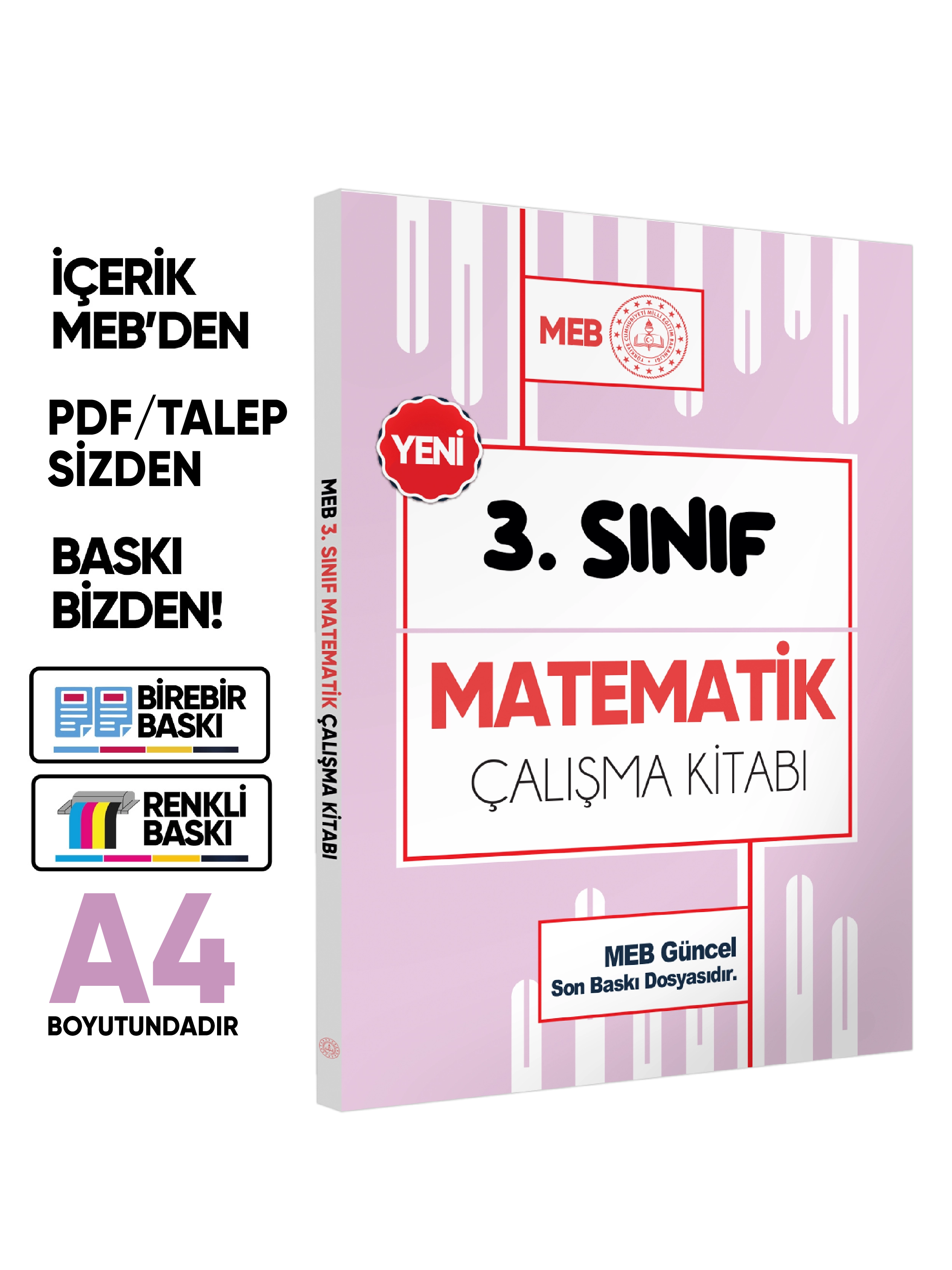 MEB ÖDM İlkokul 3.Sınıf Matematik Çalışma Kitabı Alıştırmalı/Etkinlikli S. Bankası BASKI ÜCRETİ