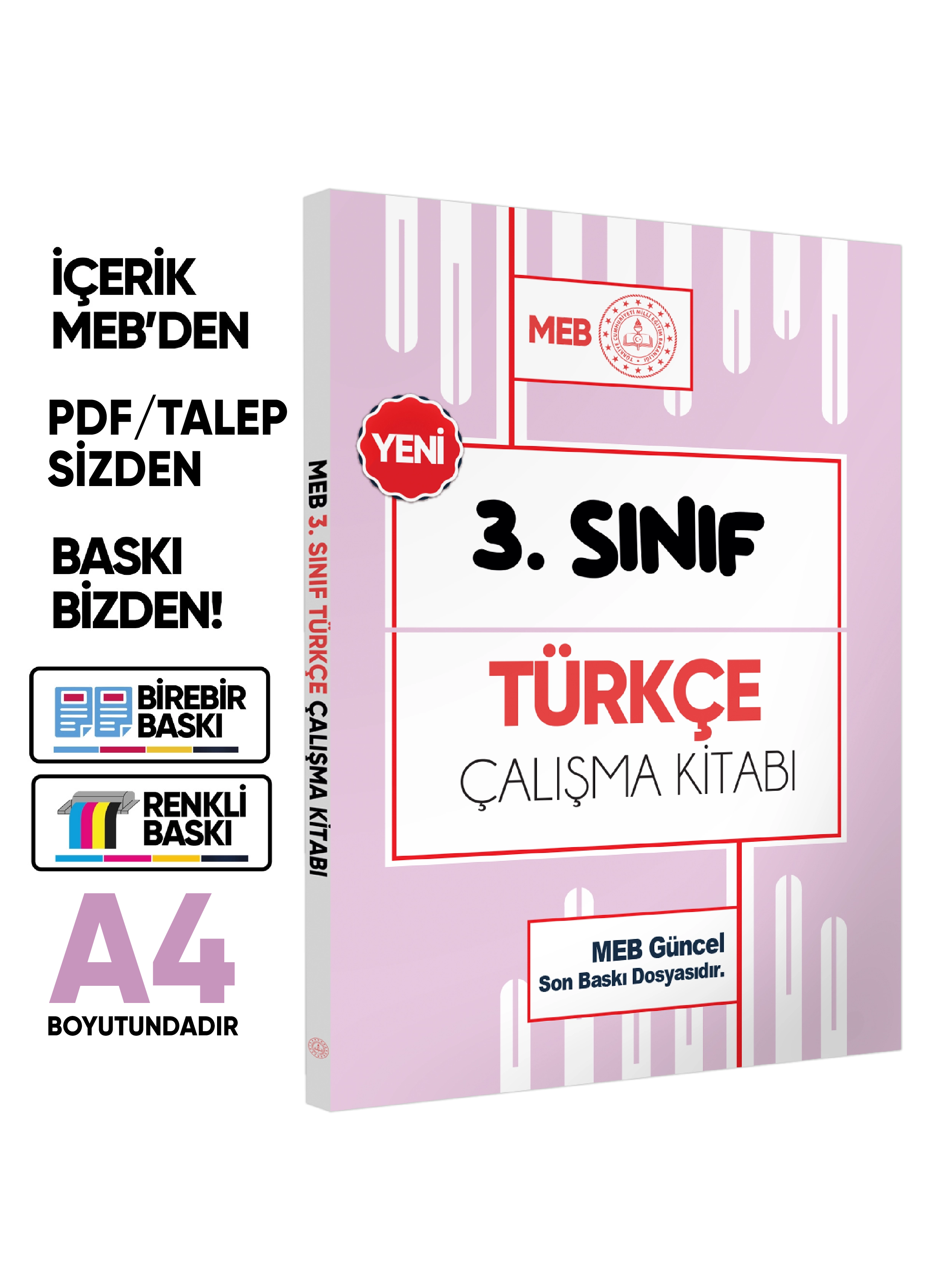 MEB ÖDM İlkokul 3.Sınıf TÜRKÇE Çalışma Kitabı Alıştırmalı/Etkinlikli Soru Bankası BASKI ÜCRETİ