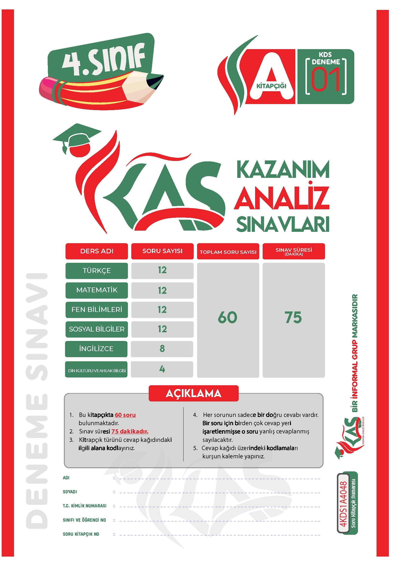 2026 4.Sınıf #hashtag Kazanım Değerlendirme Sınavı 6lı SARMAL Deneme Paketi Türkiye Geneli