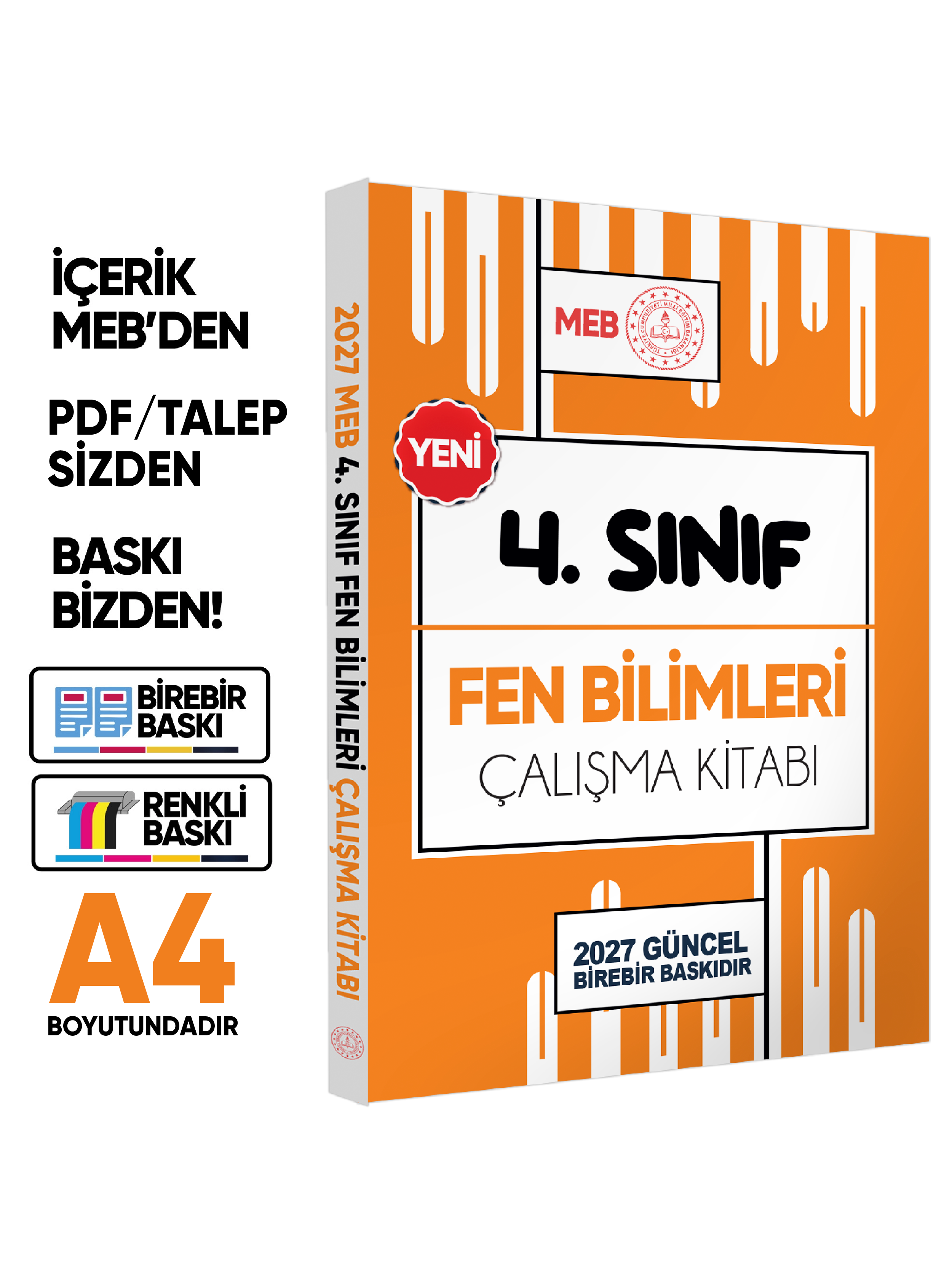 2027 MEB ÖDM İlkokul 4.Sınıf Çalışma Kitabı Alıştırmalı Soru Bankası 4lü SET RENKLİ BASKI ÜCRETİ