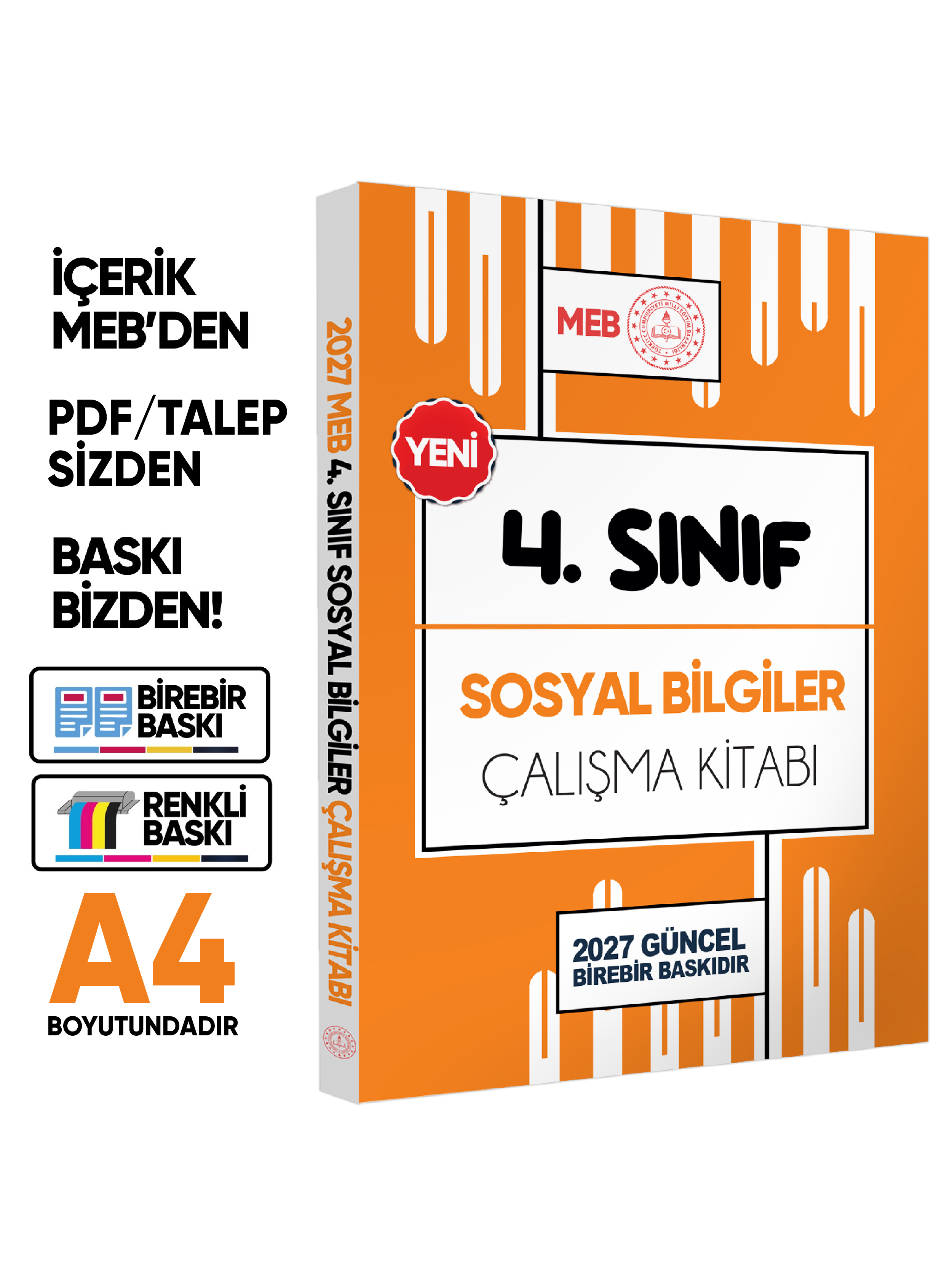 2027 MEB ÖDM İlkokul 4.Sınıf Çalışma Kitabı Alıştırmalı Soru Bankası 4lü SET RENKLİ BASKI ÜCRETİ